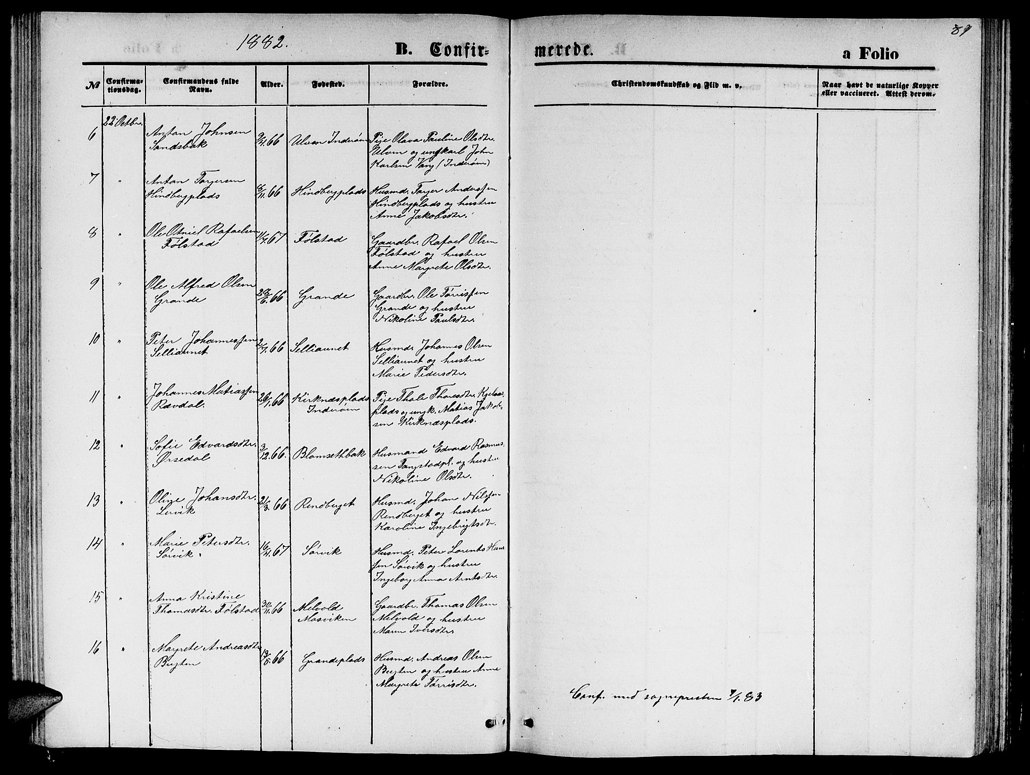 Ministerialprotokoller, klokkerbøker og fødselsregistre - Nord-Trøndelag, SAT/A-1458/744/L0422: Parish register (copy) no. 744C01, 1871-1885, p. 89