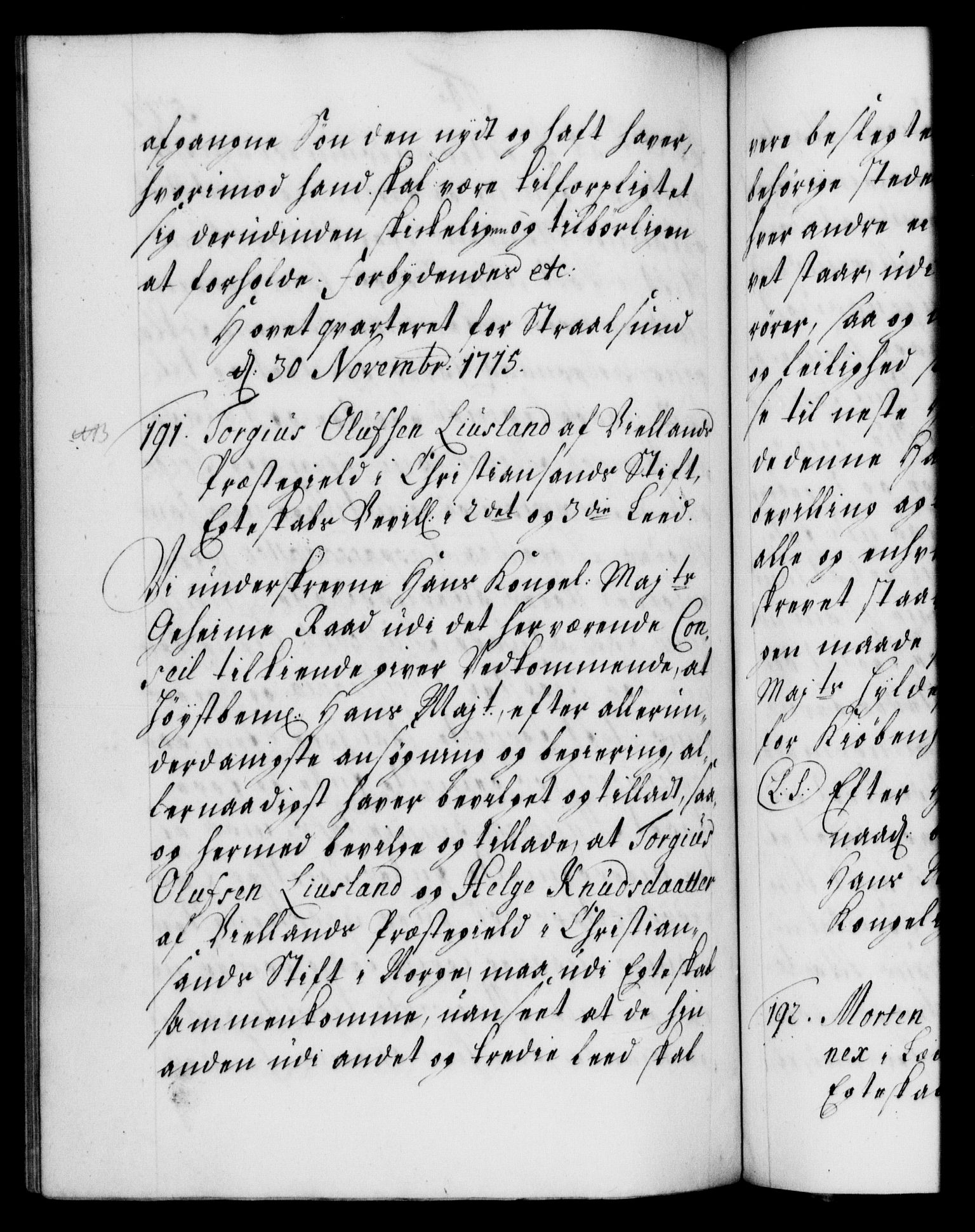 Danske Kanselli 1572-1799, AV/RA-EA-3023/F/Fc/Fca/Fcaa/L0021: Norske registre, 1712-1715, p. 577b