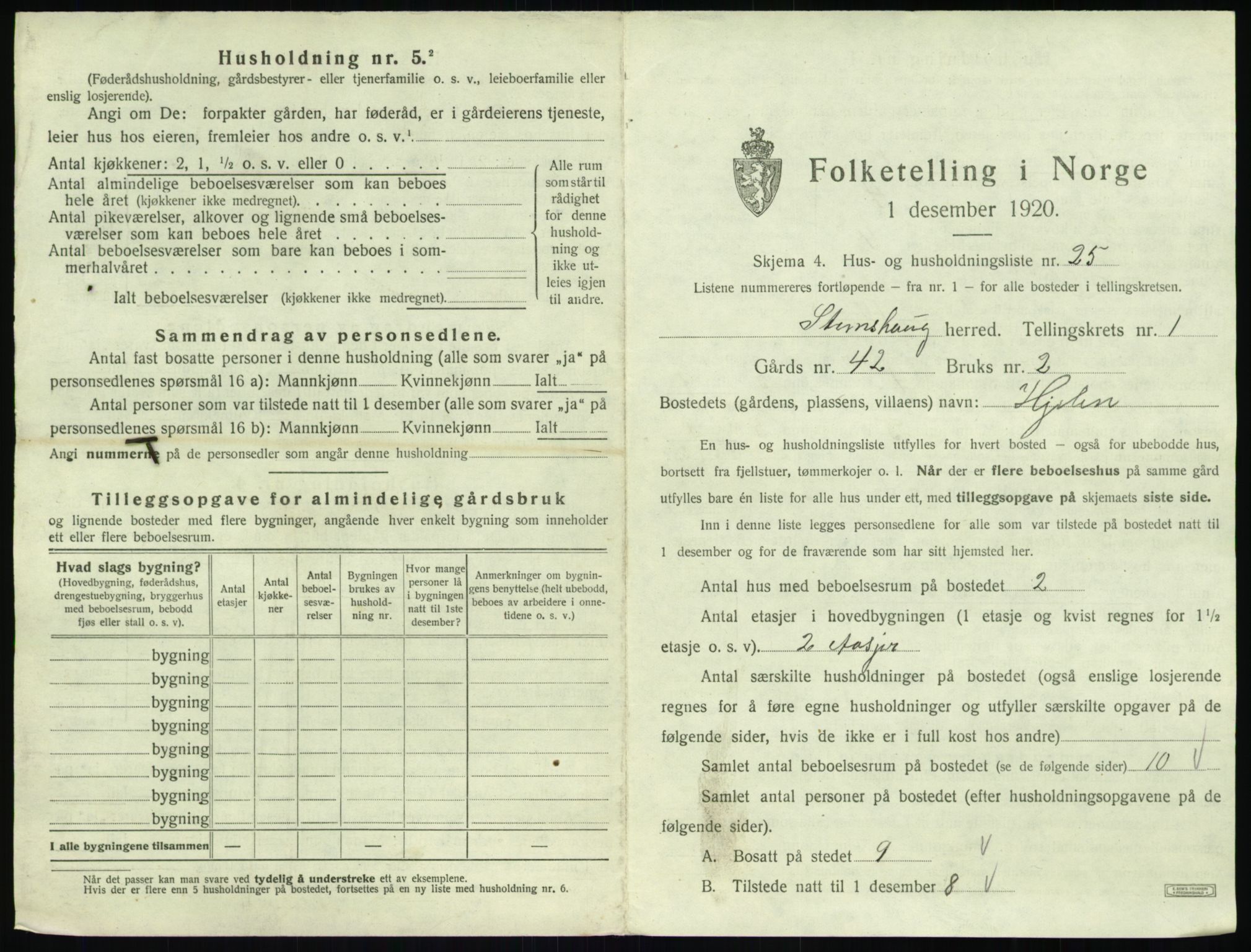 SAT, 1920 census for Stemshaug, 1920, p. 76