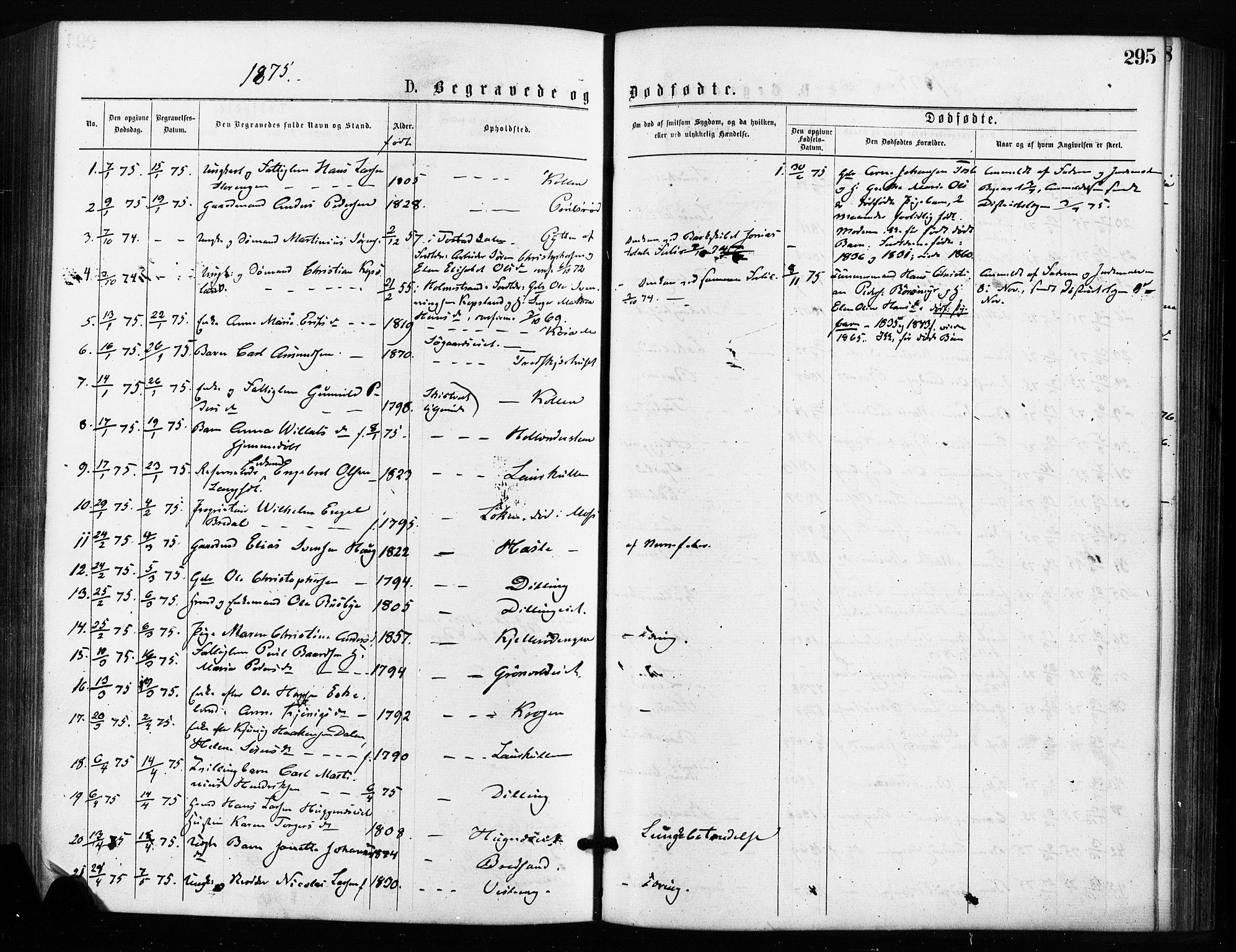 Rygge prestekontor Kirkebøker, SAO/A-10084b/F/Fa/L0006: Parish register (official) no. 6, 1872-1877, p. 295