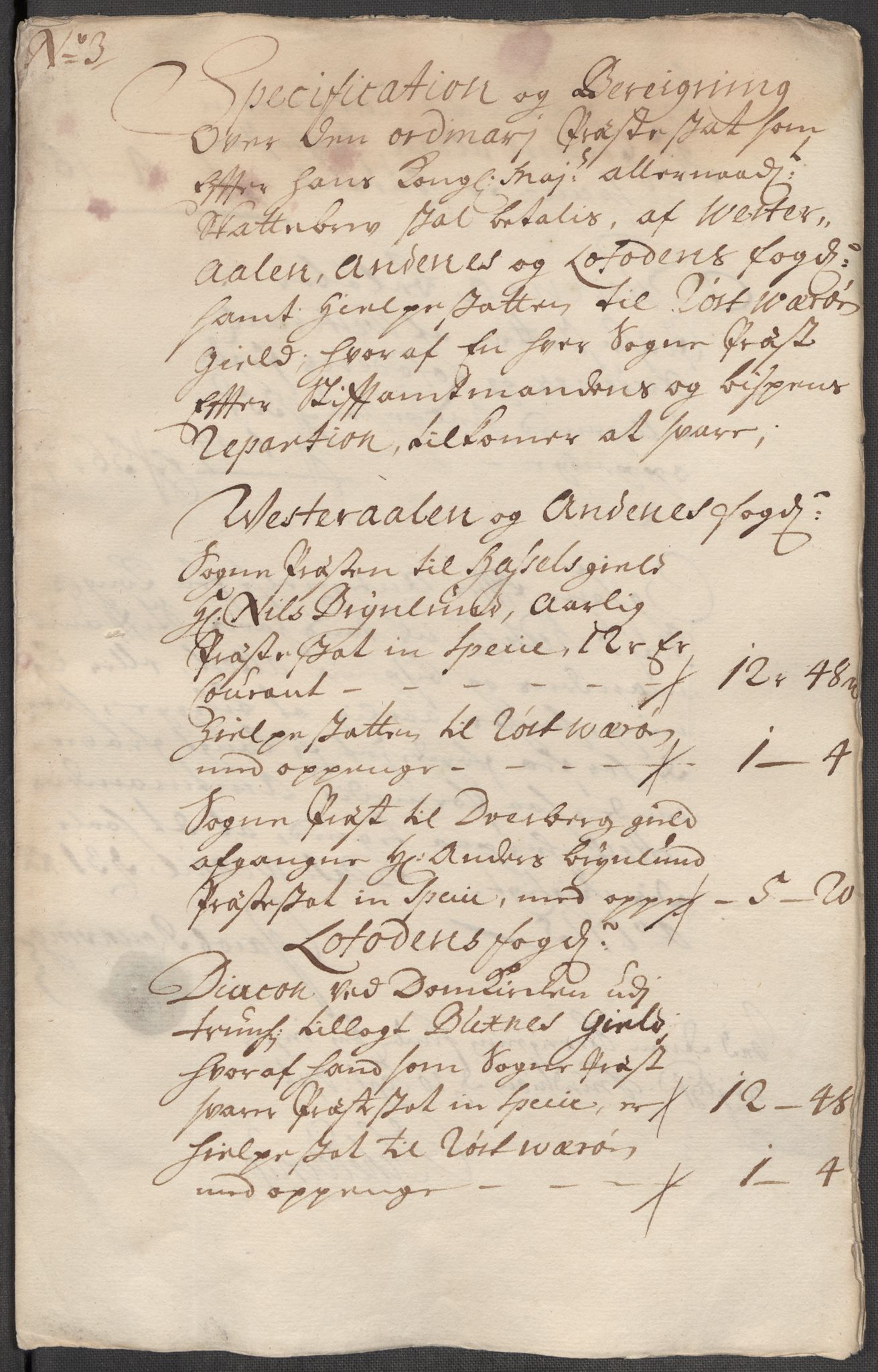 Rentekammeret inntil 1814, Reviderte regnskaper, Fogderegnskap, RA/EA-4092/R67/L4681: Fogderegnskap Vesterålen, Andenes og Lofoten, 1715, p. 64