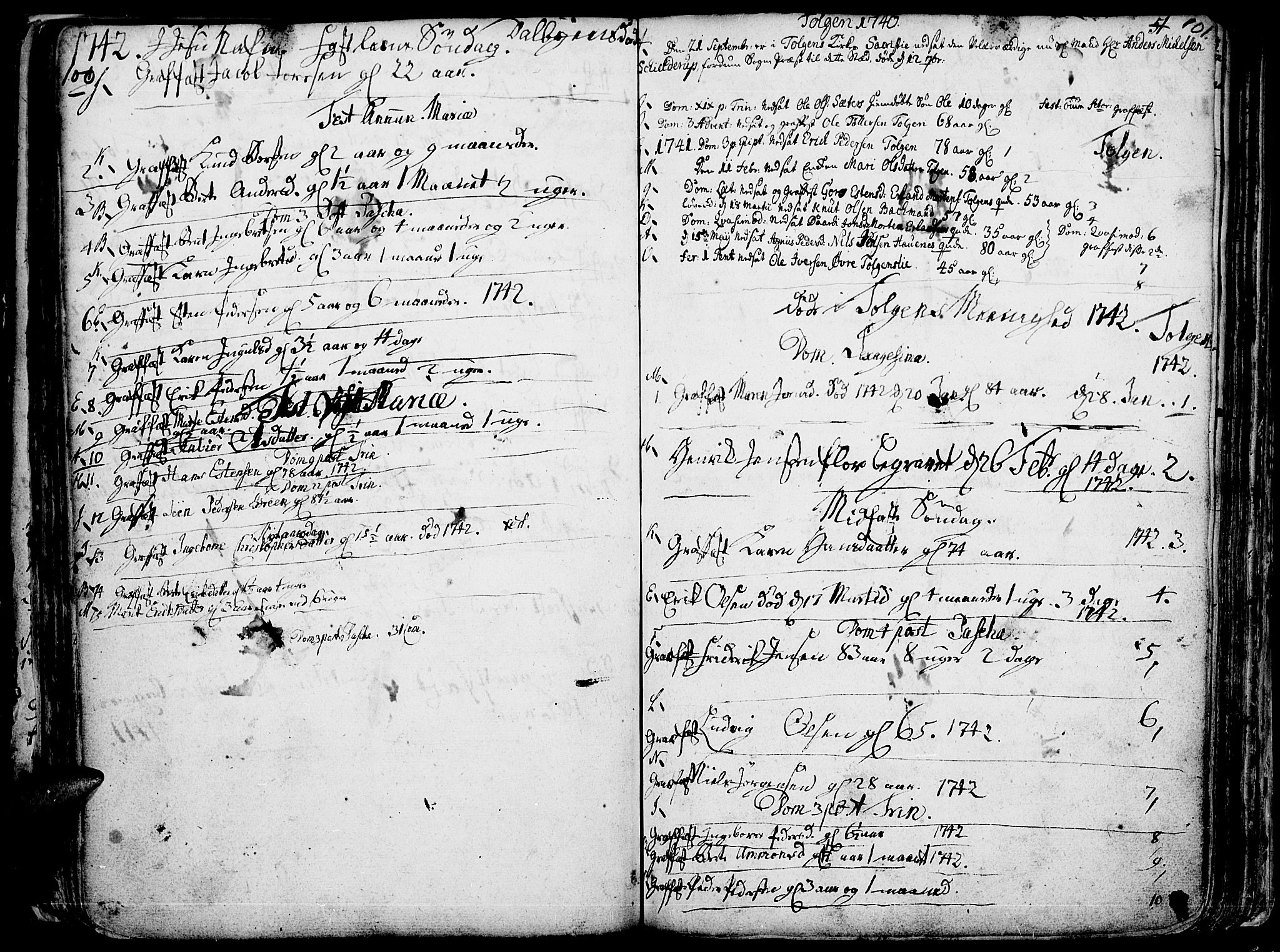 Tolga prestekontor, AV/SAH-PREST-062/K/L0001: Parish register (official) no. 1, 1733-1767, p. 100-101