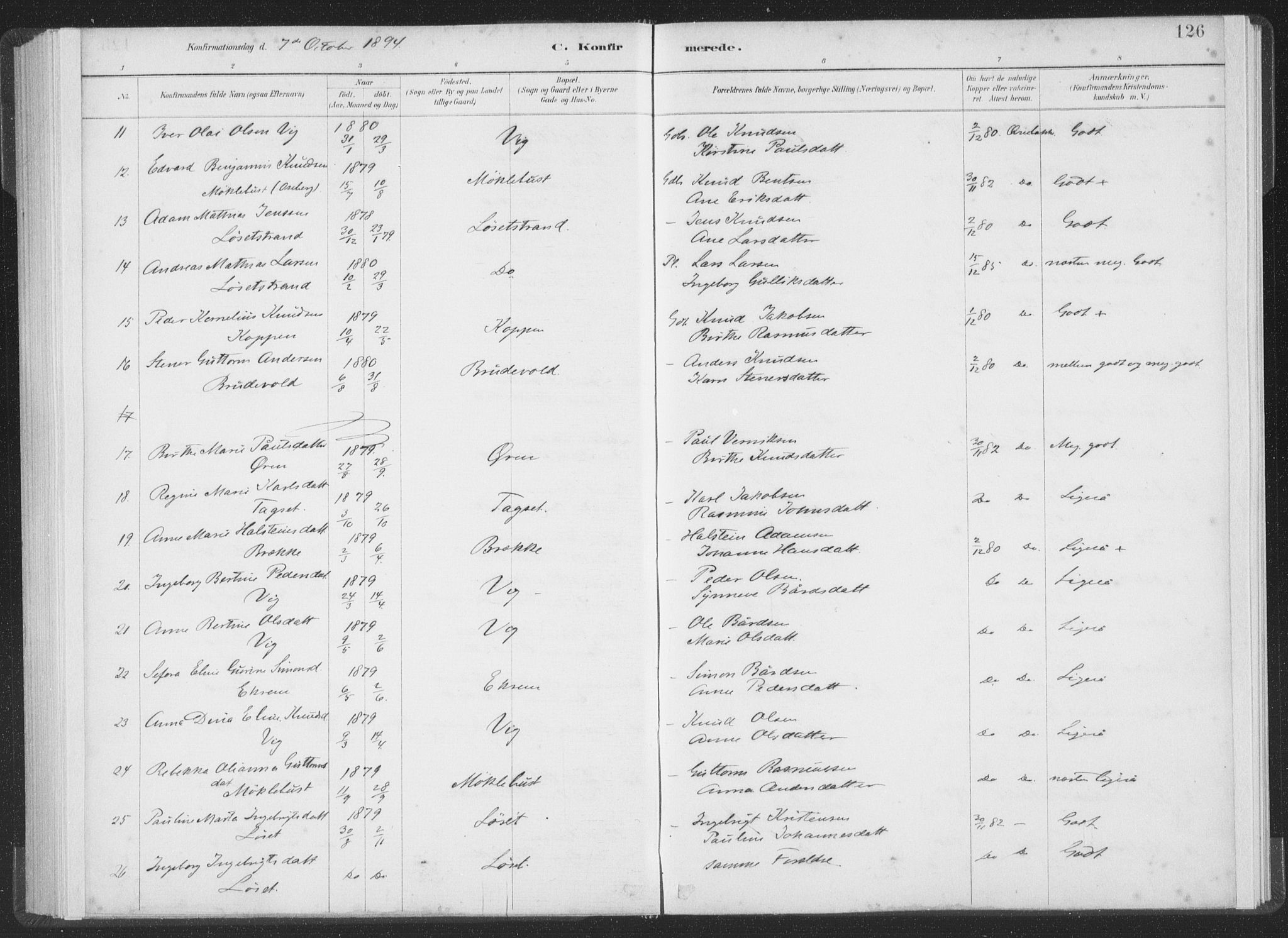 Ministerialprotokoller, klokkerbøker og fødselsregistre - Møre og Romsdal, AV/SAT-A-1454/502/L0025: Parish register (official) no. 502A03, 1885-1909, p. 126