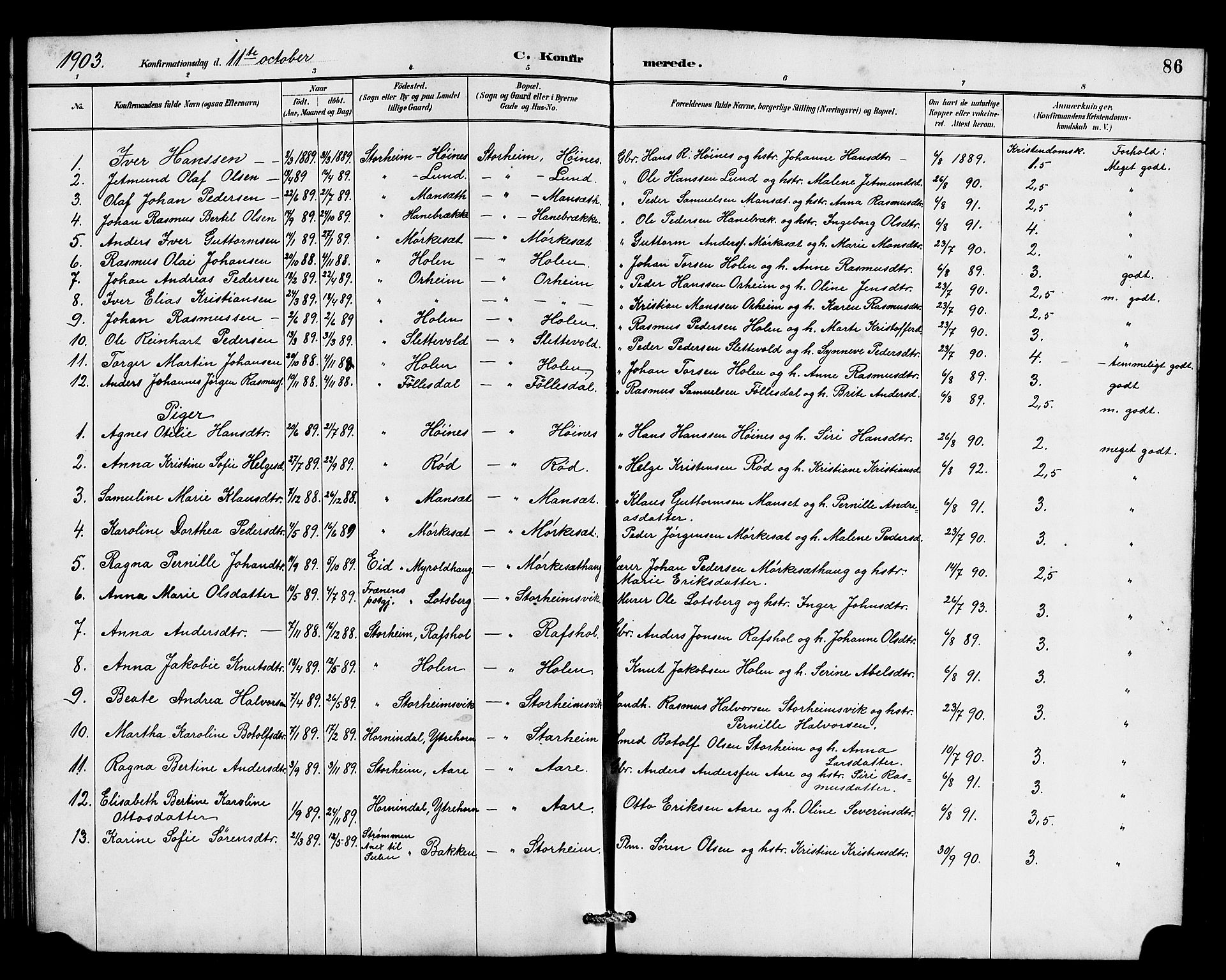 Eid sokneprestembete, AV/SAB-A-82301/H/Hab/Habc/L0002: Parish register (copy) no. C 2, 1887-1906, p. 86