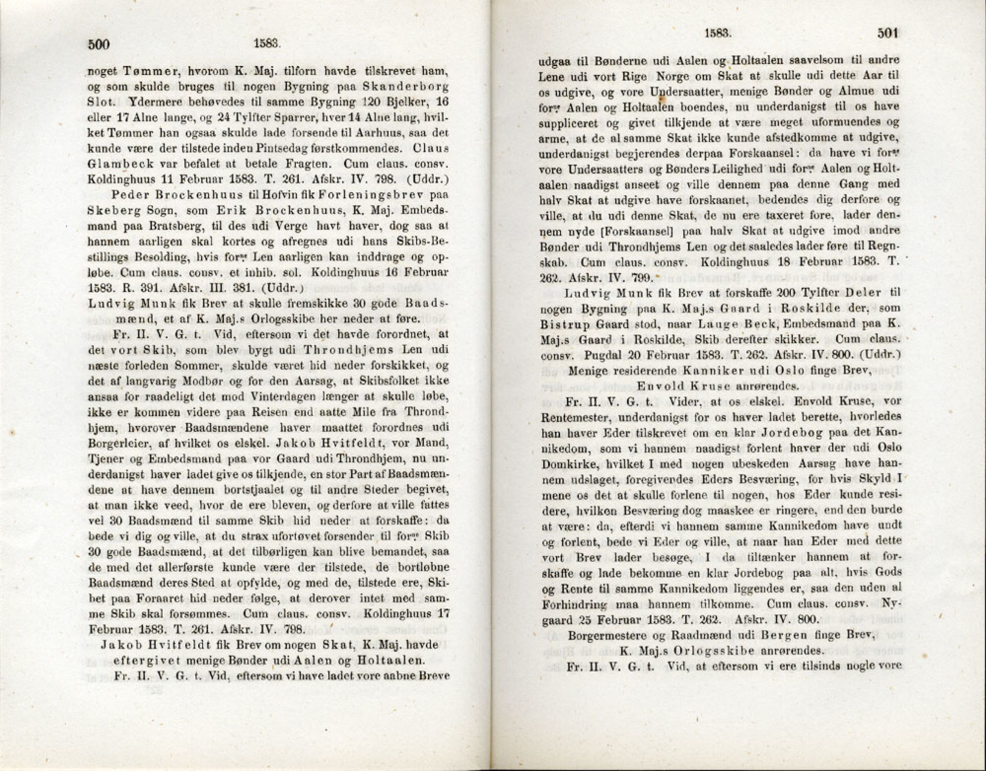 Publikasjoner utgitt av Det Norske Historiske Kildeskriftfond, PUBL/-/-/-: Norske Rigs-Registranter, bind 2, 1572-1588, p. 500-501