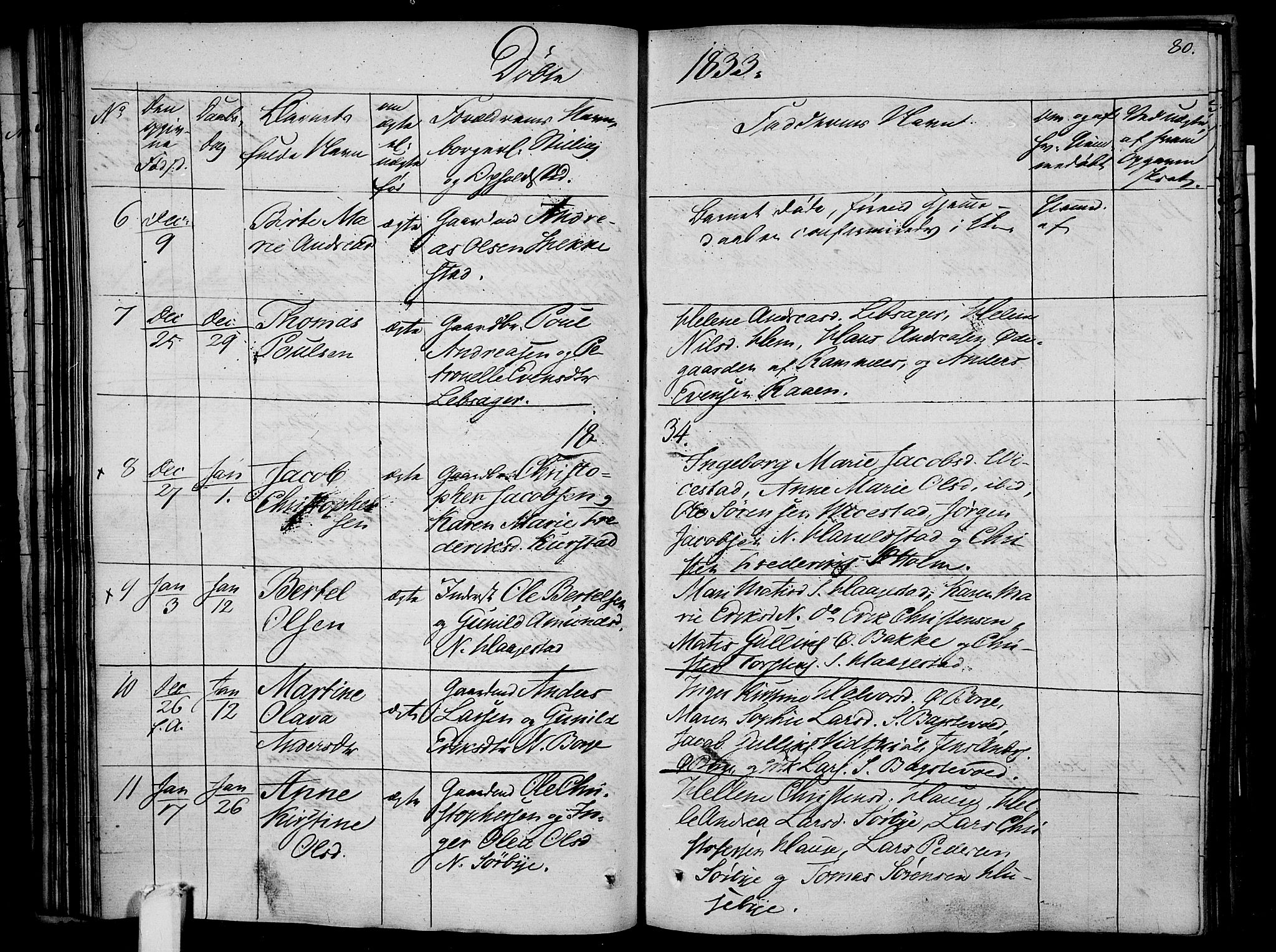 Våle kirkebøker, AV/SAKO-A-334/F/Fa/L0008: Parish register (official) no. I 8, 1824-1844, p. 80