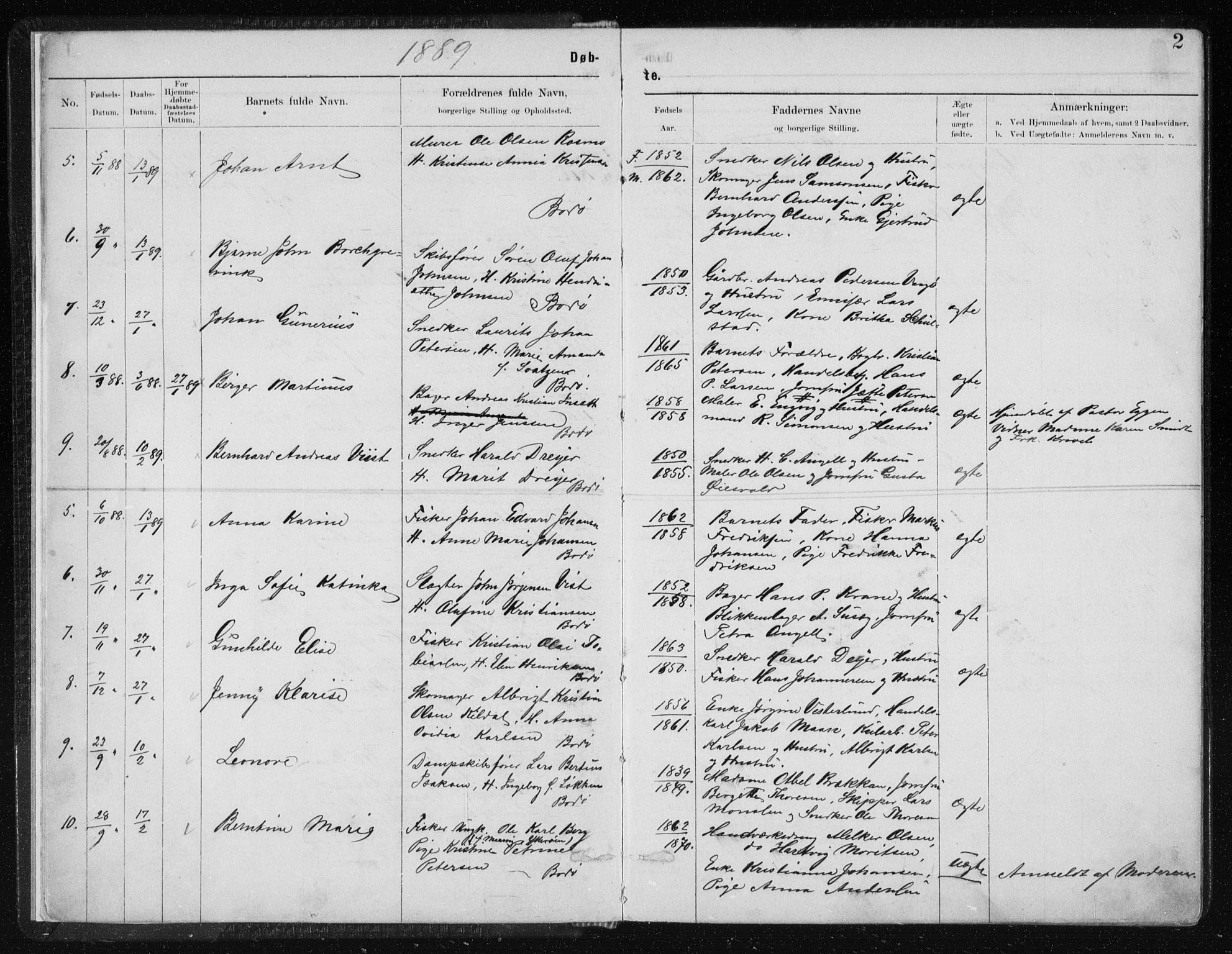 Ministerialprotokoller, klokkerbøker og fødselsregistre - Nordland, SAT/A-1459/801/L0032: Parish register (copy) no. 801C07, 1889-1897, p. 2