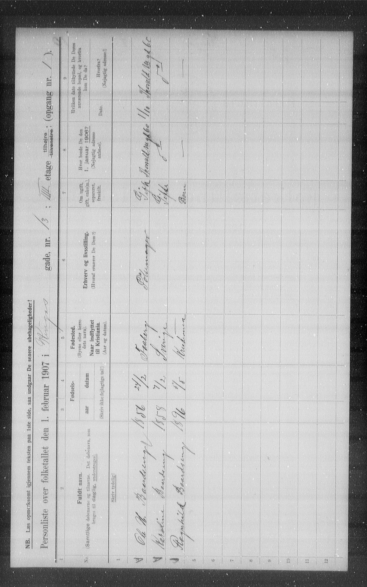 OBA, Municipal Census 1907 for Kristiania, 1907, p. 25321