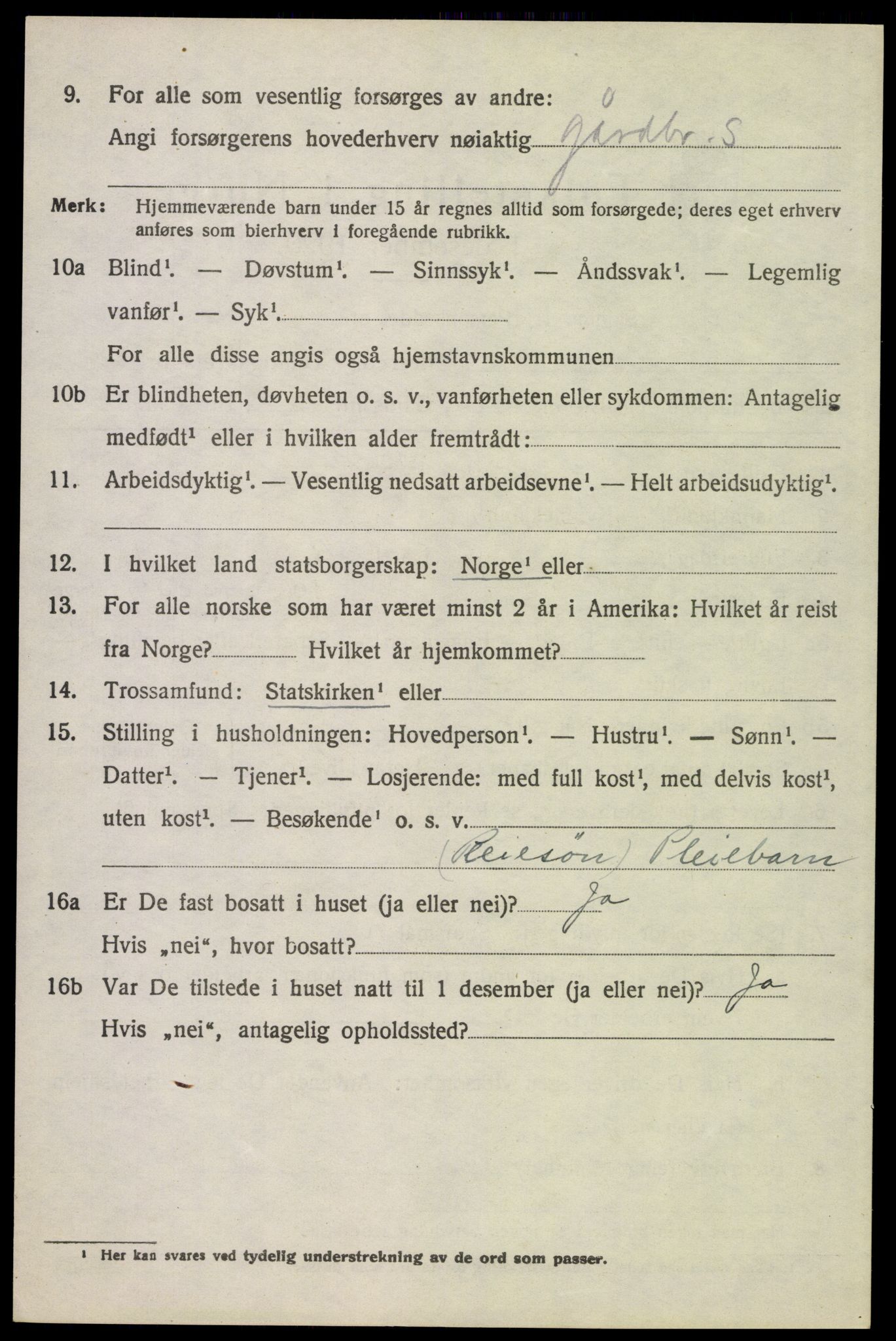 SAH, 1920 census for Tynset, 1920, p. 9363