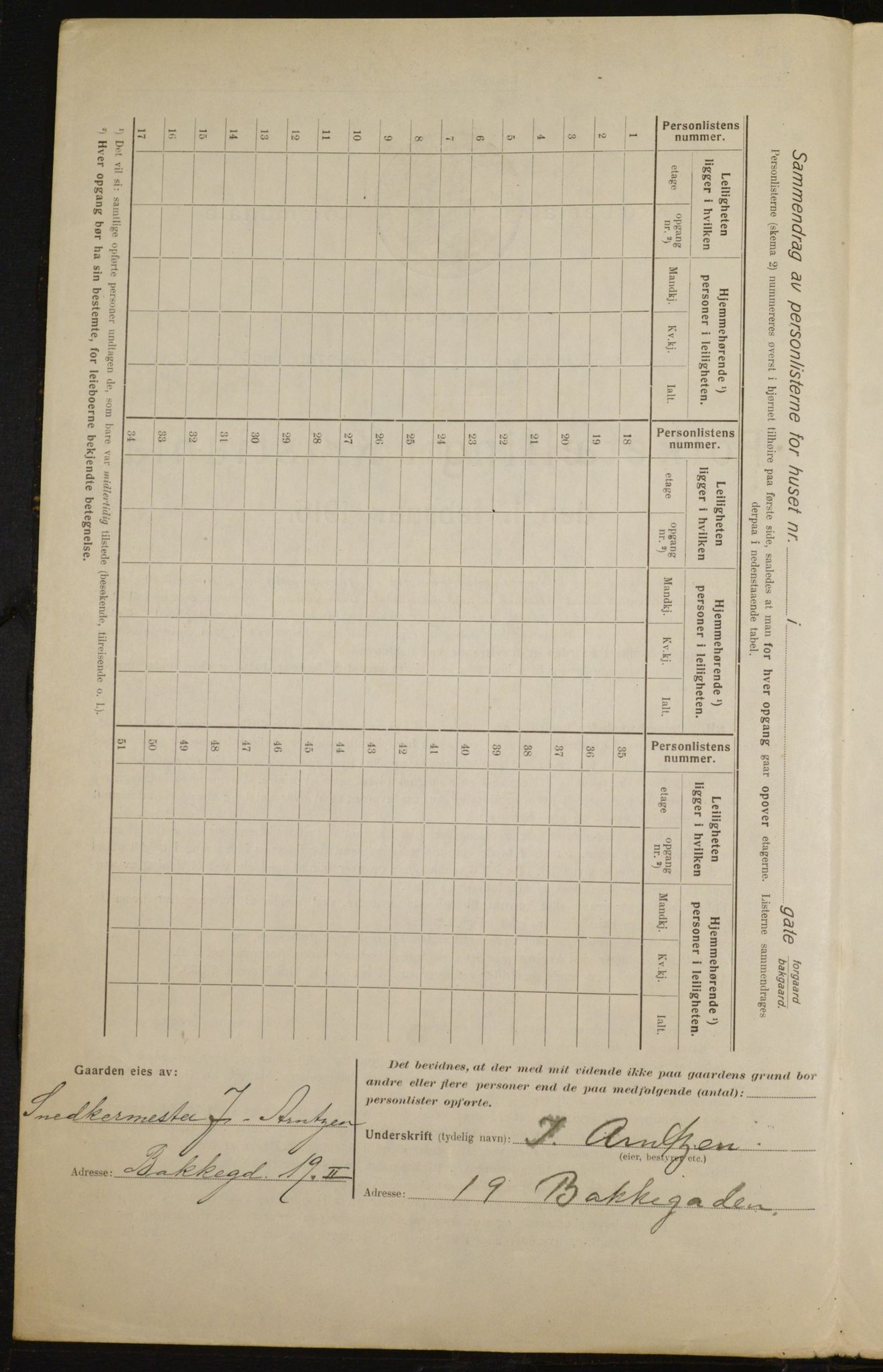 OBA, Municipal Census 1916 for Kristiania, 1916, p. 98822