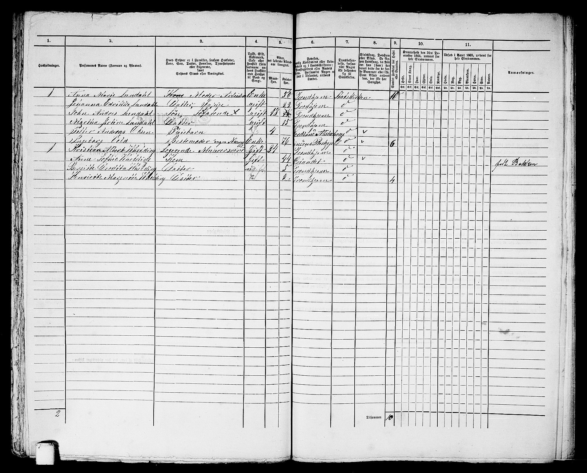 RA, 1865 census for Trondheim, 1865, p. 2022