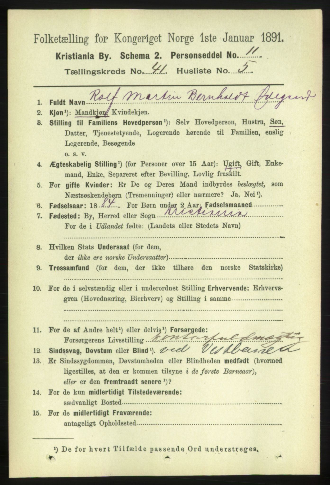 RA, 1891 census for 0301 Kristiania, 1891, p. 24088