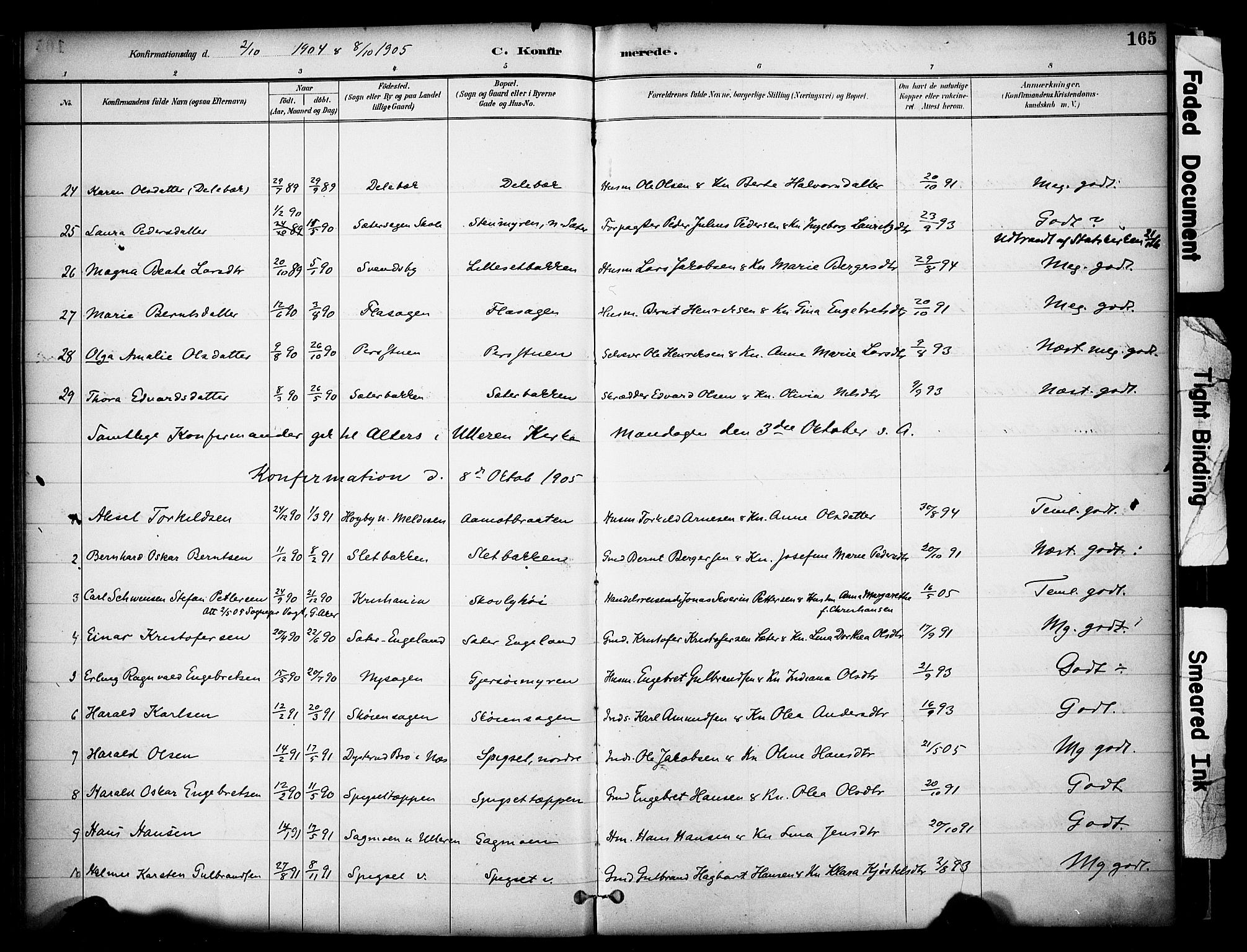 Sør-Odal prestekontor, SAH/PREST-030/H/Ha/Haa/L0008: Parish register (official) no. 8, 1886-1922, p. 165