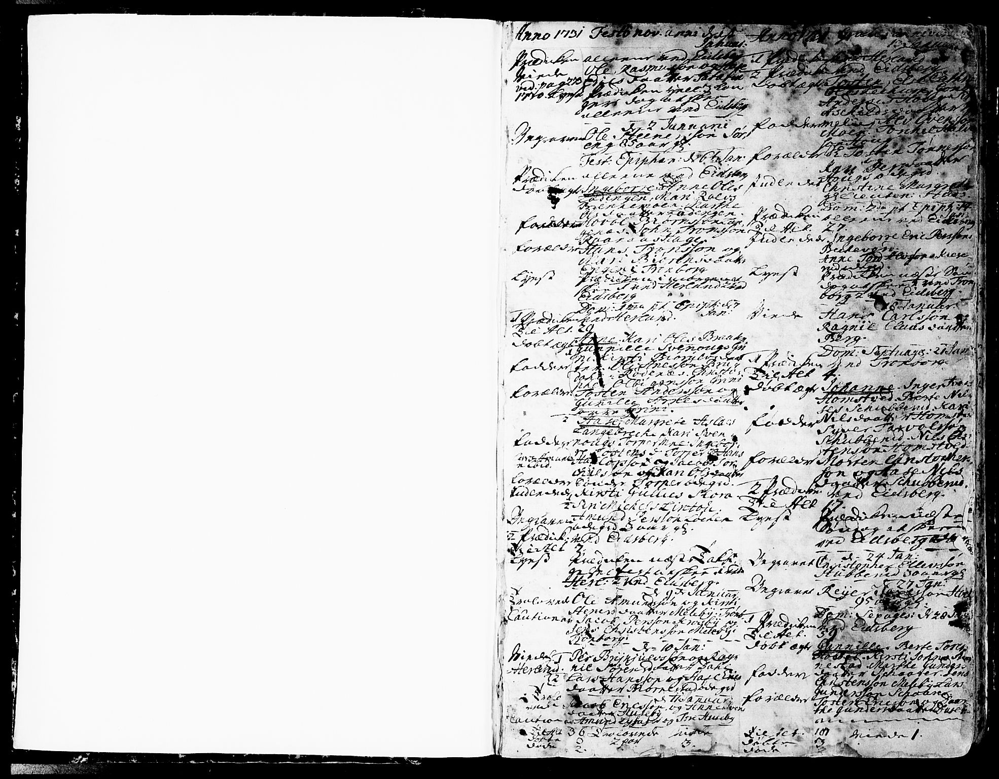 Eidsberg prestekontor Kirkebøker, SAO/A-10905/F/Fa/L0002: Parish register (official) no. I 2, 1731-1741, p. 1