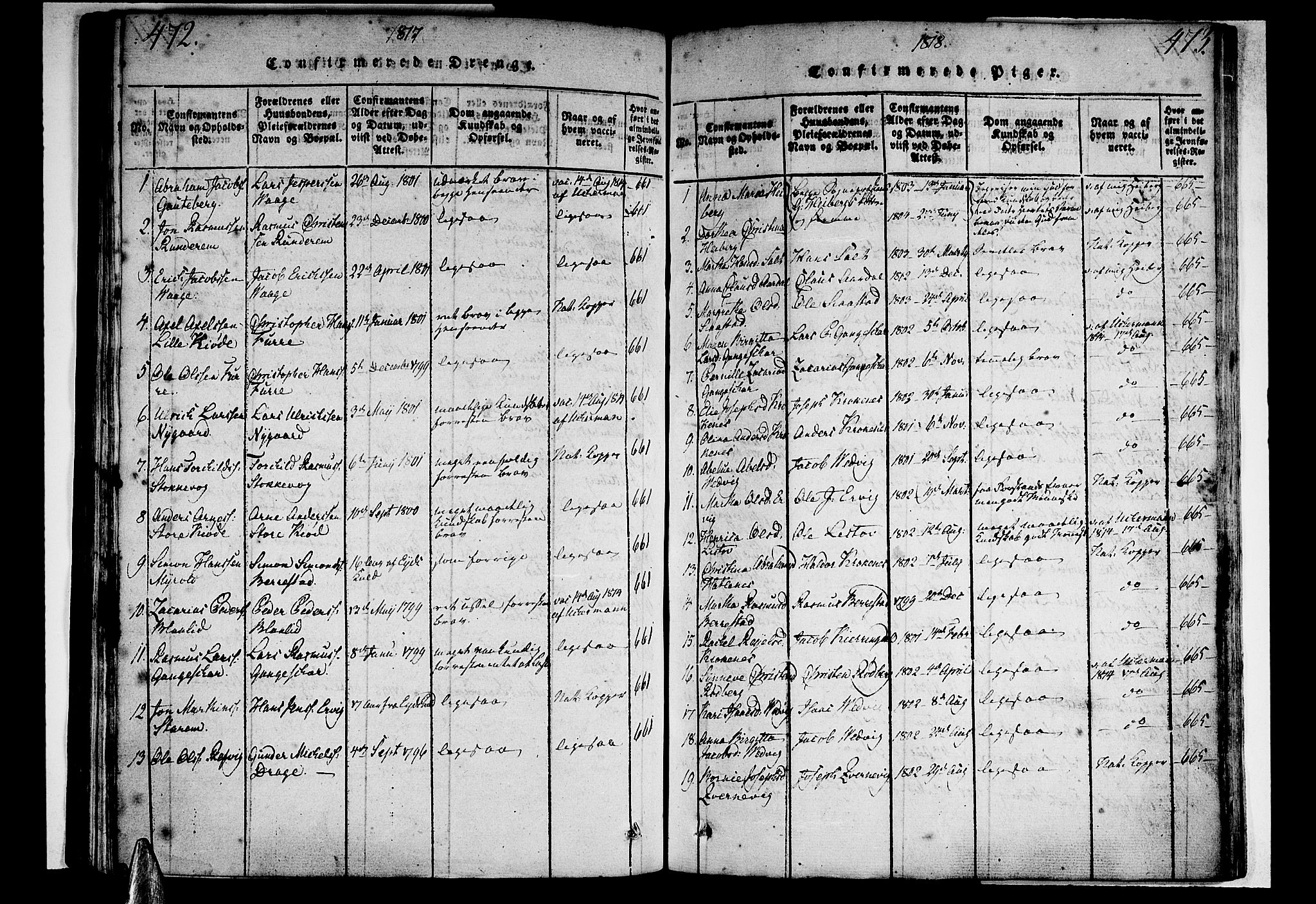 Selje sokneprestembete, SAB/A-99938/H/Ha/Haa/Haaa: Parish register (official) no. A 8, 1816-1828, p. 472-473
