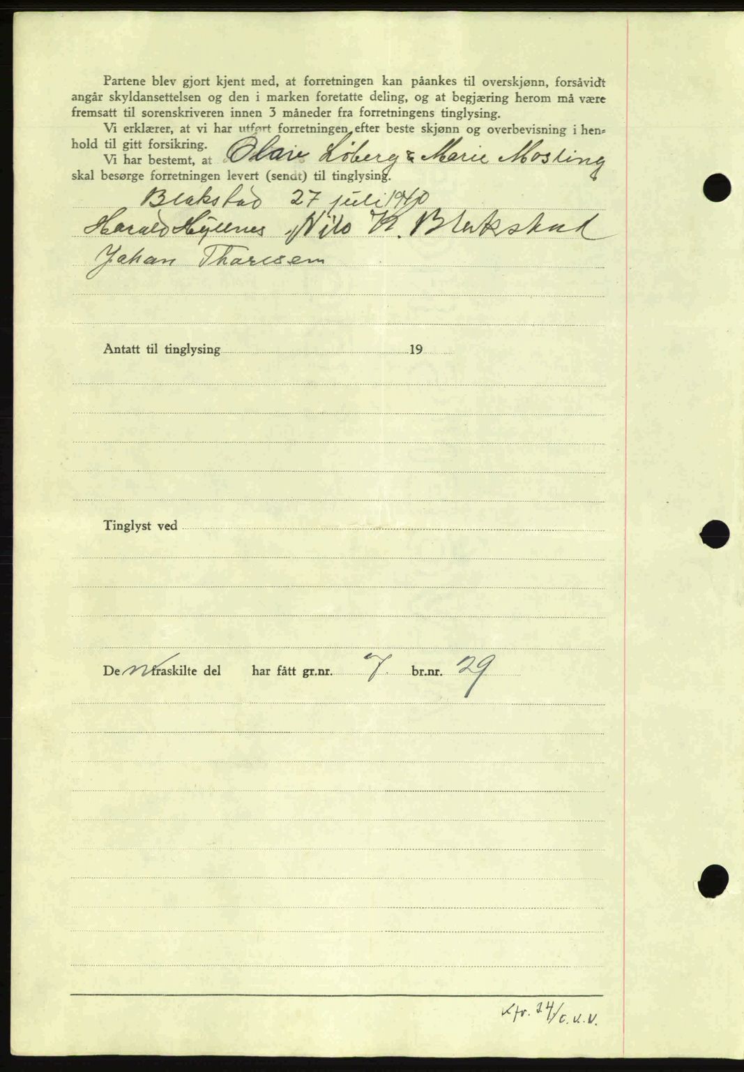 Nordmøre sorenskriveri, SAT/A-4132/1/2/2Ca: Mortgage book no. A89, 1940-1941, Diary no: : 9/1941