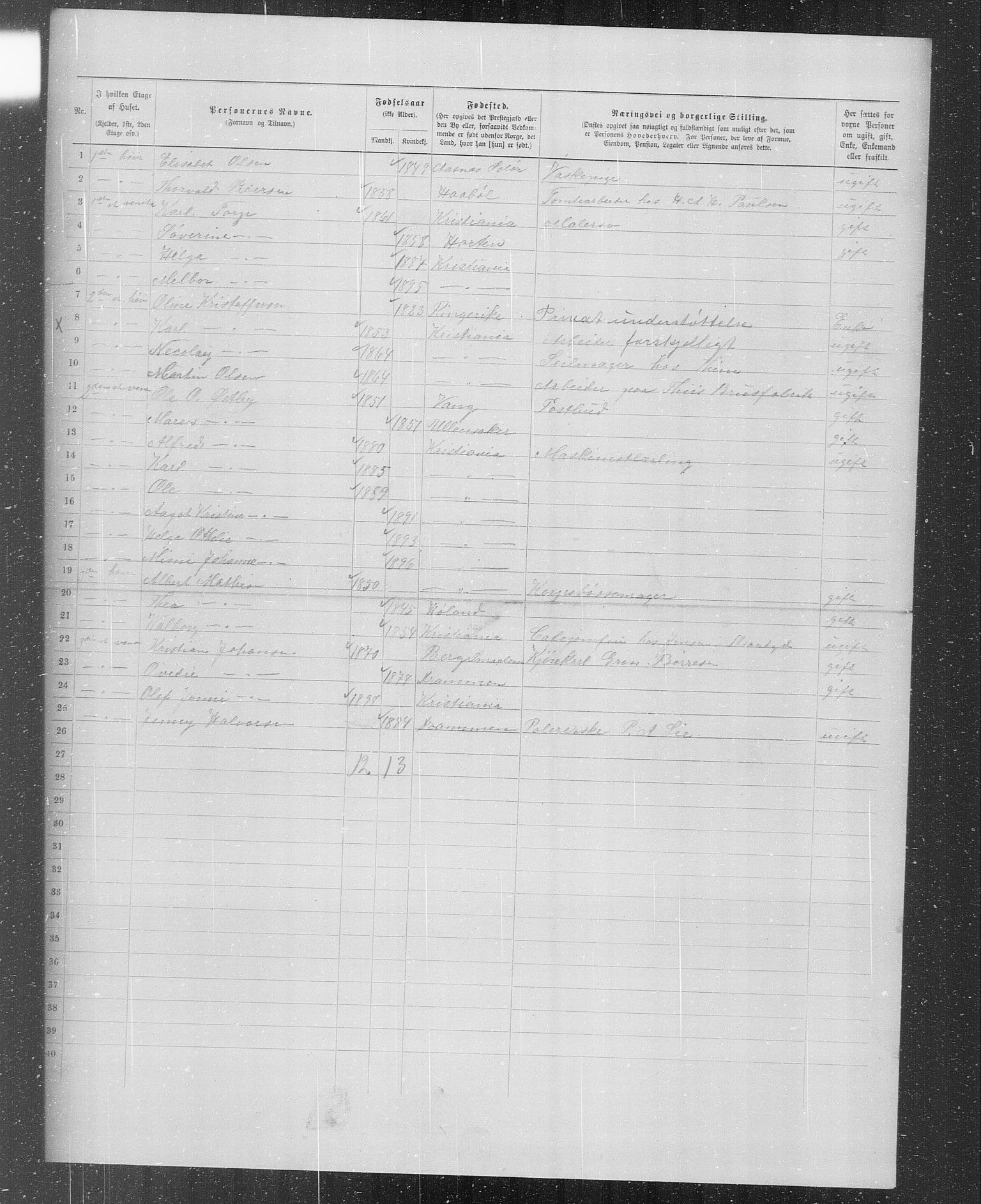 OBA, Municipal Census 1899 for Kristiania, 1899, p. 314