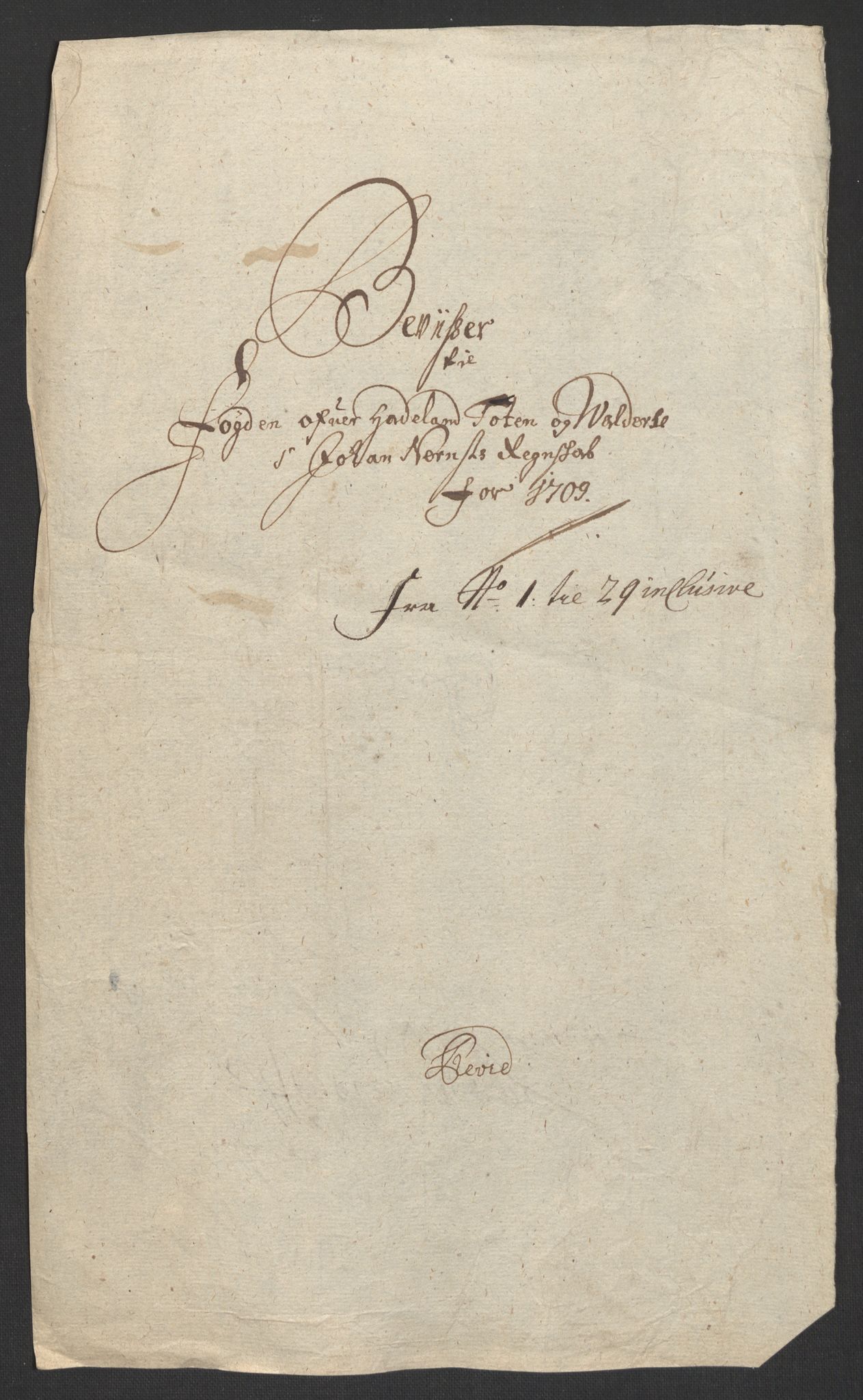 Rentekammeret inntil 1814, Reviderte regnskaper, Fogderegnskap, AV/RA-EA-4092/R18/L1306: Fogderegnskap Hadeland, Toten og Valdres, 1709, p. 16