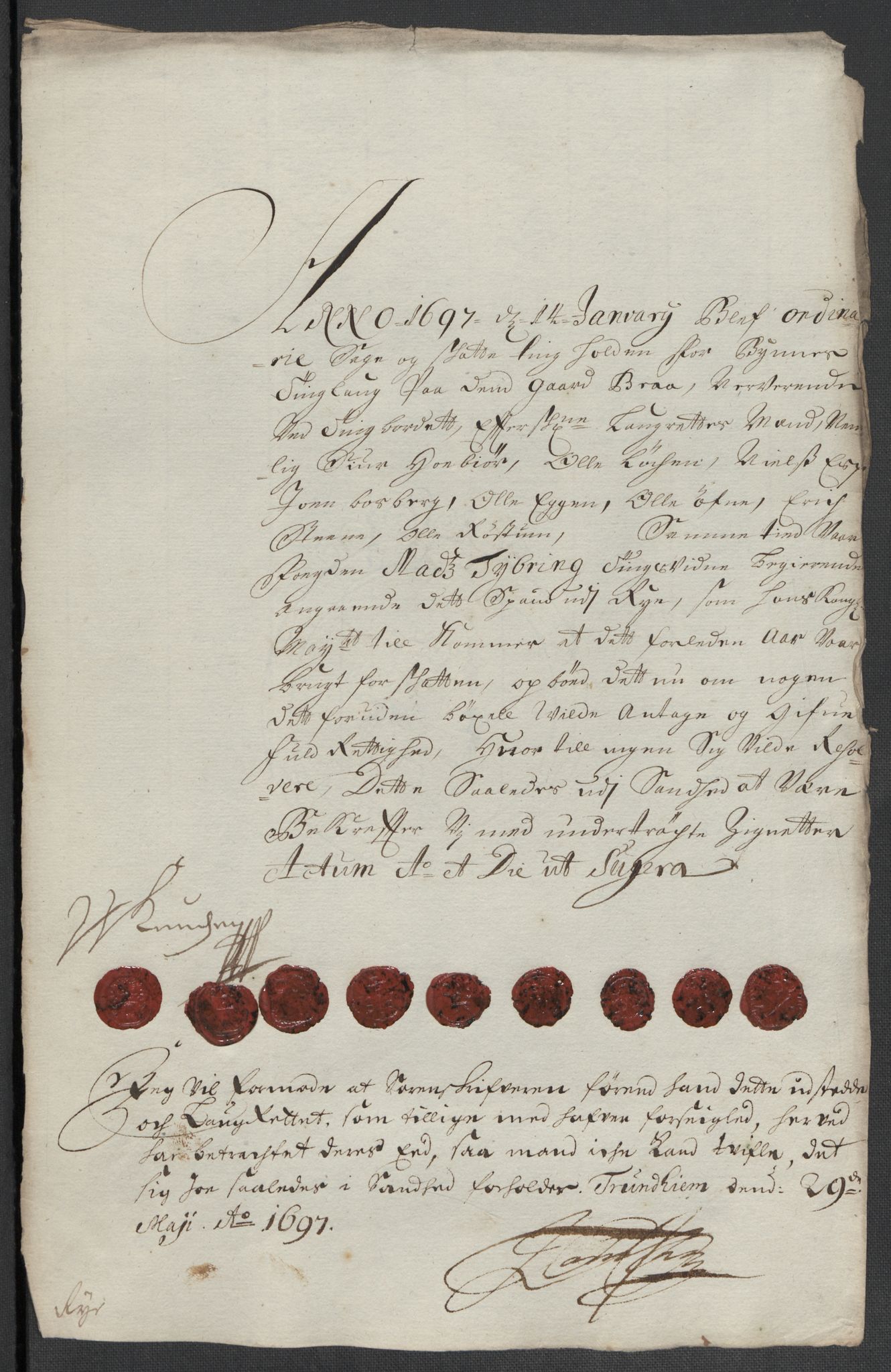 Rentekammeret inntil 1814, Reviderte regnskaper, Fogderegnskap, AV/RA-EA-4092/R61/L4106: Fogderegnskap Strinda og Selbu, 1696-1697, p. 110