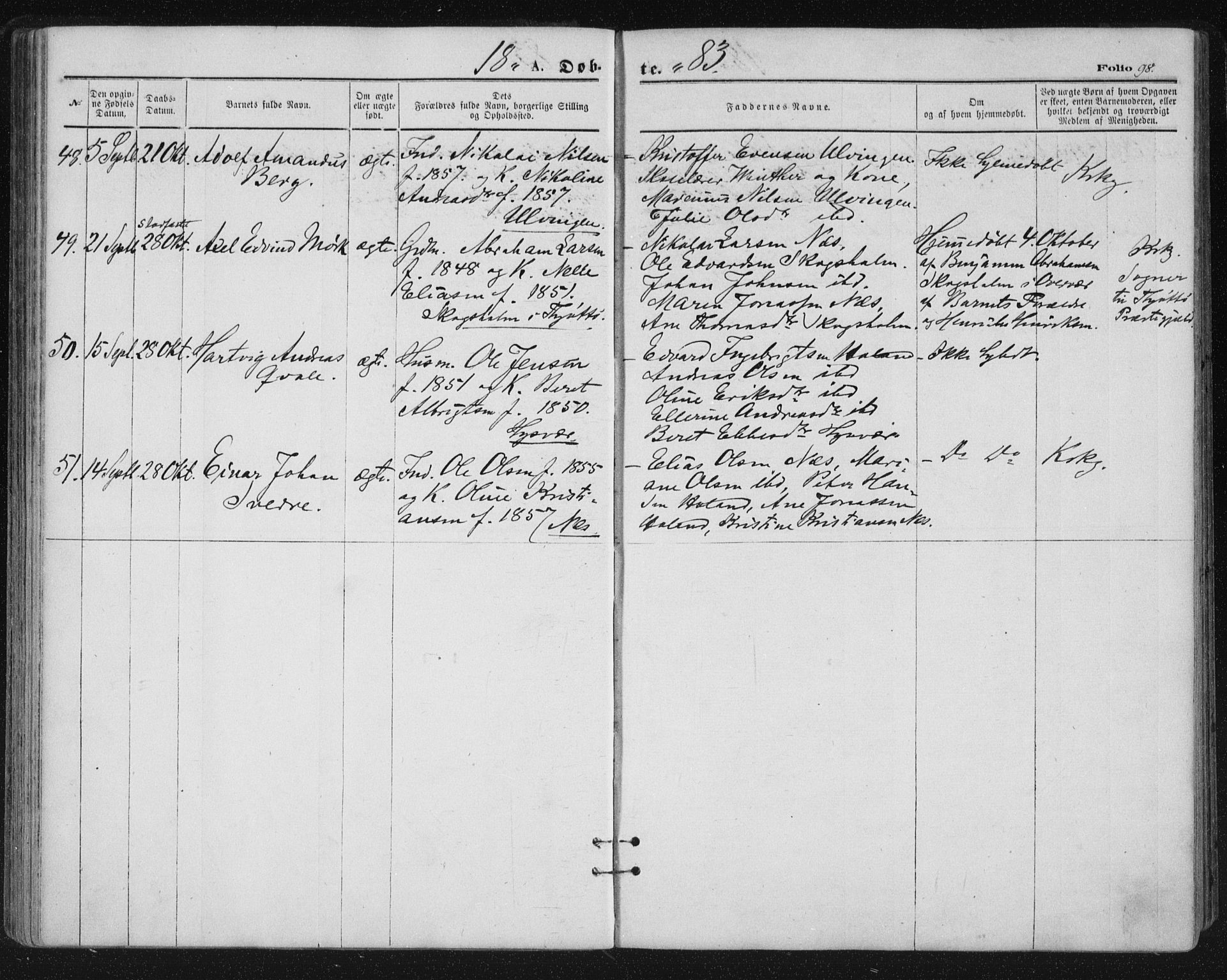 Ministerialprotokoller, klokkerbøker og fødselsregistre - Nordland, AV/SAT-A-1459/816/L0241: Parish register (official) no. 816A07, 1870-1885, p. 98