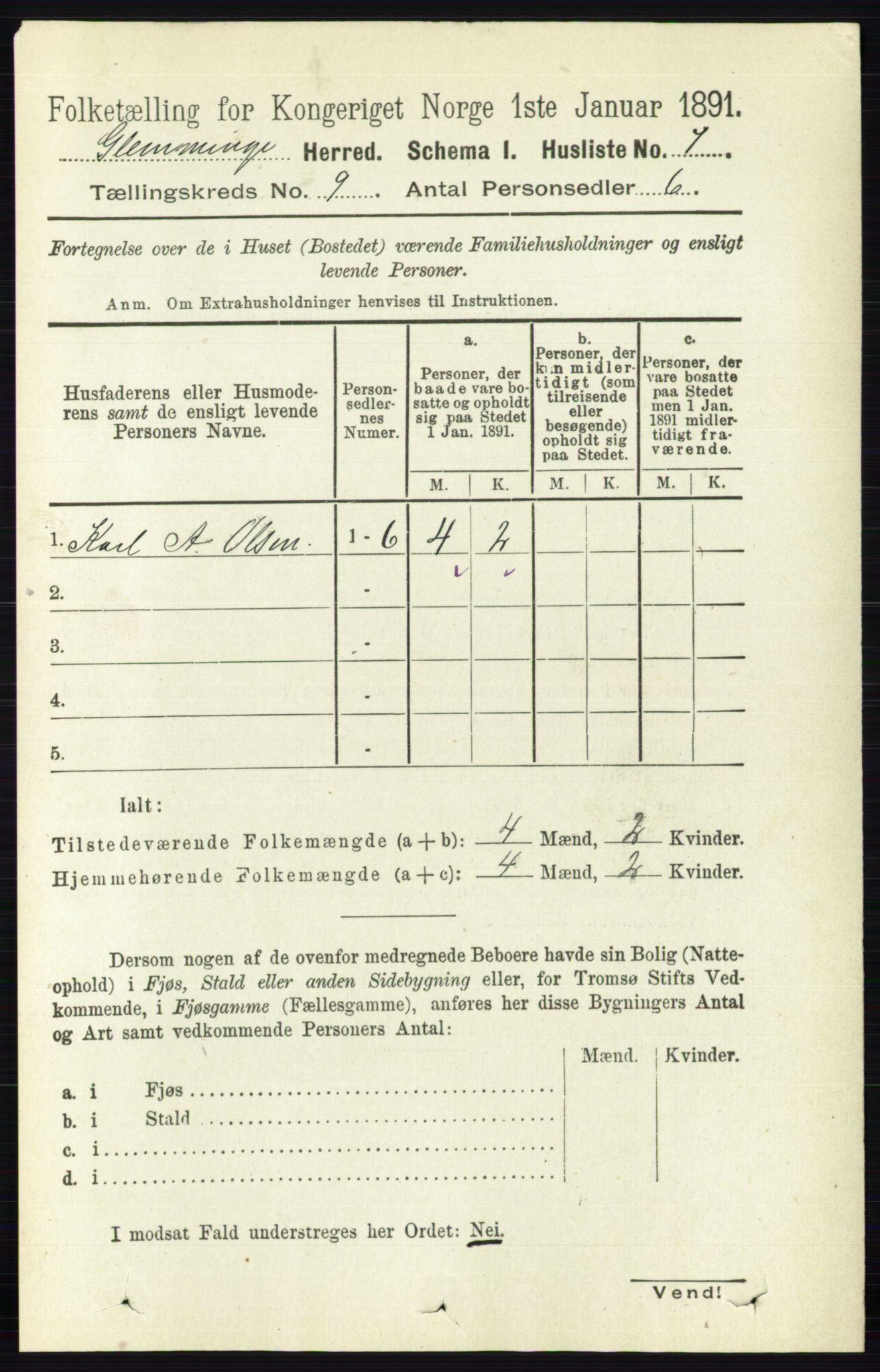 RA, 1891 census for 0132 Glemmen, 1891, p. 9551