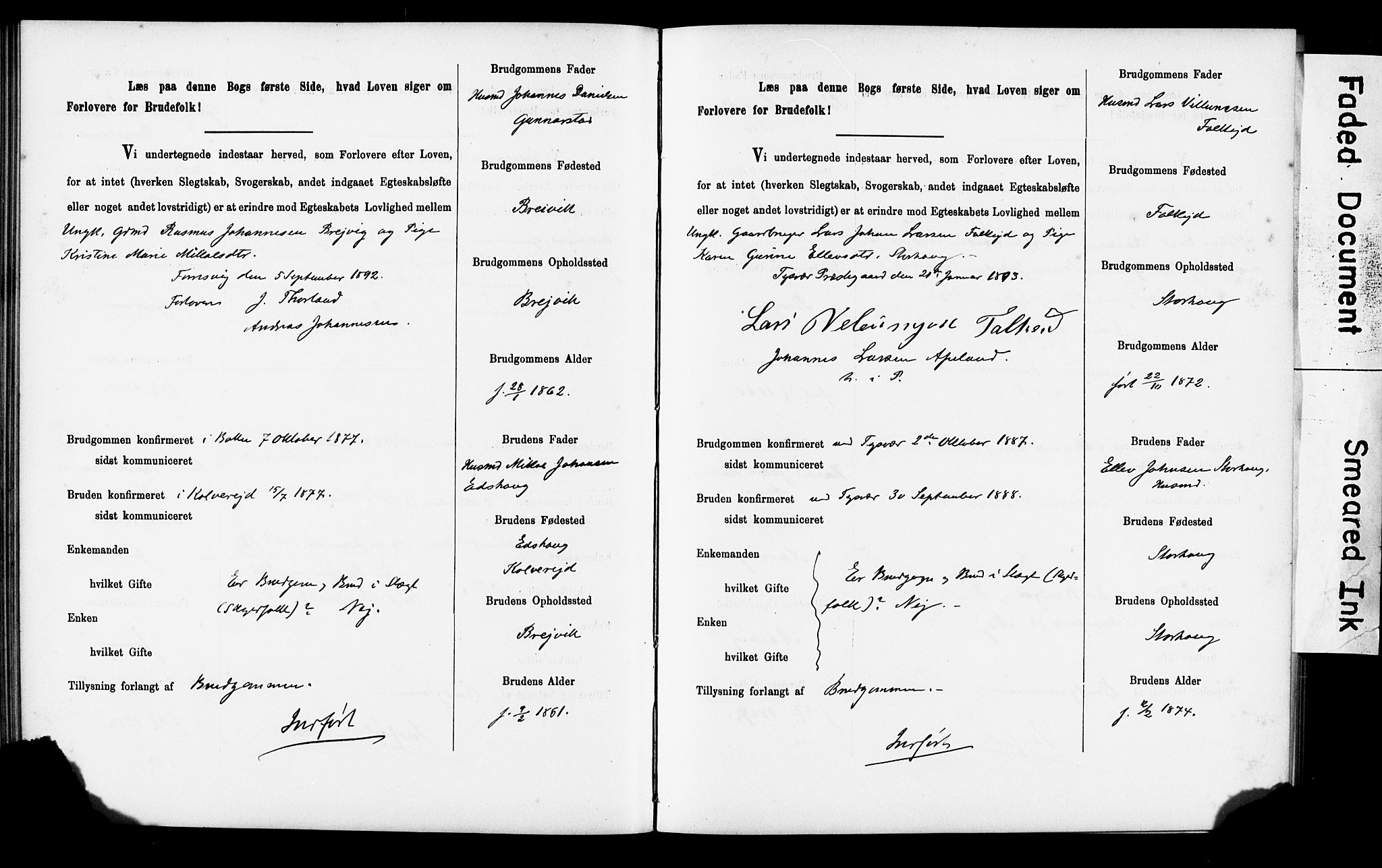 Tysvær sokneprestkontor, AV/SAST-A -101864/I/Ie/L0001: Banns register no. IX, 1886-1901