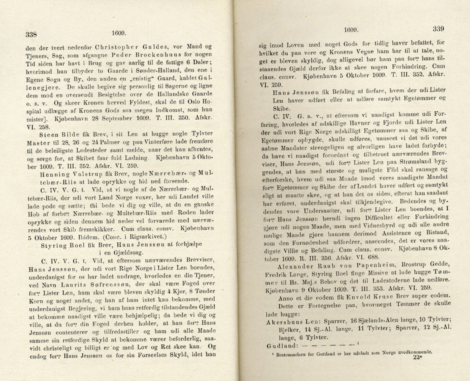 Publikasjoner utgitt av Det Norske Historiske Kildeskriftfond, PUBL/-/-/-: Norske Rigs-Registranter, bind 4, 1603-1618, p. 338-339