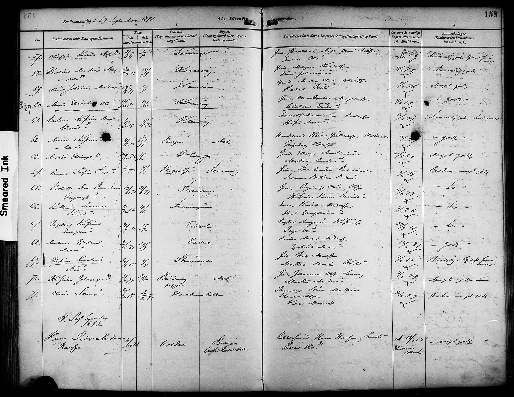 Askøy Sokneprestembete, AV/SAB-A-74101/H/Ha/Haa/Haab/L0002: Parish register (official) no. B 2, 1889-1902, p. 158