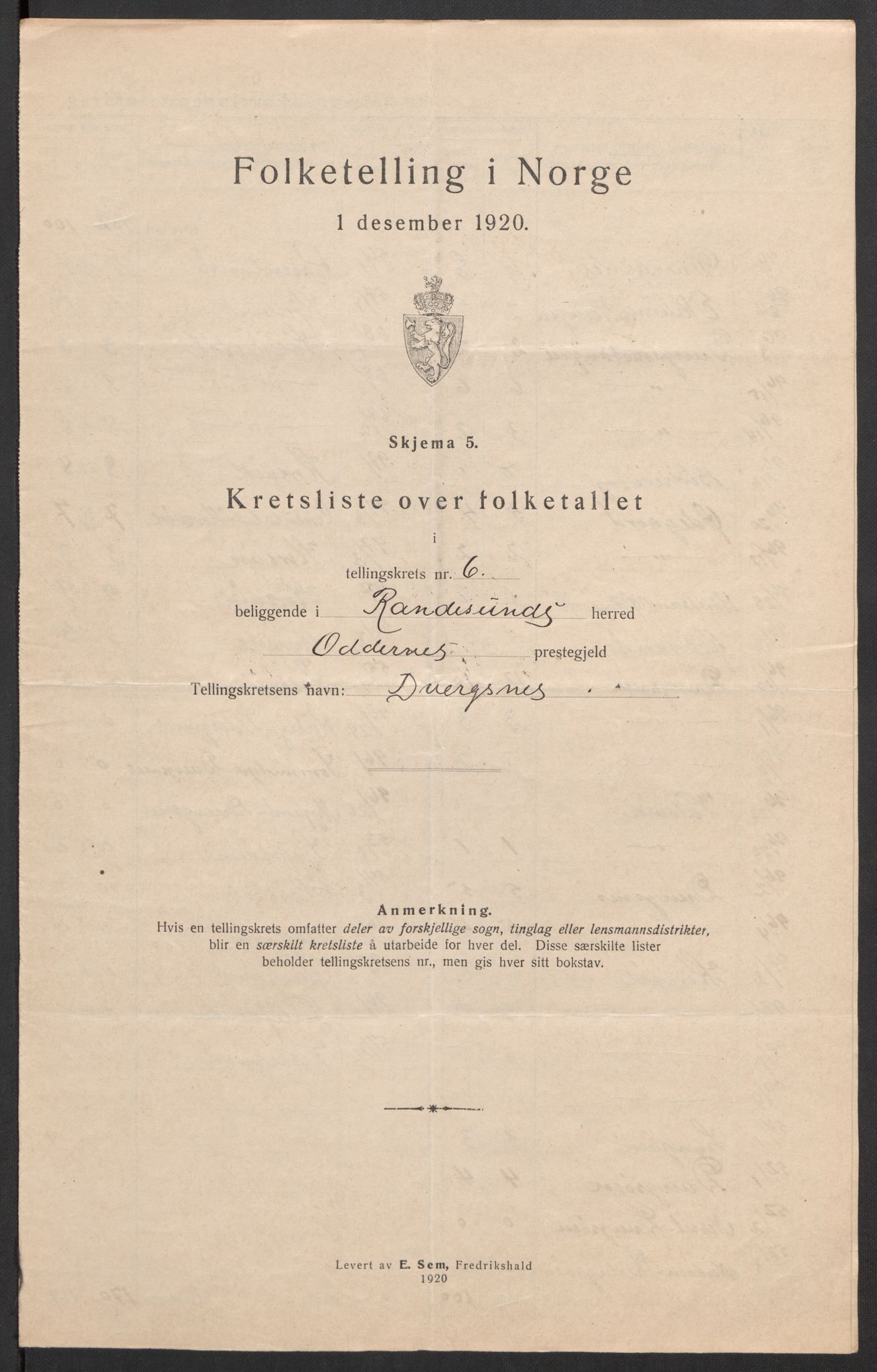 SAK, 1920 census for Randesund, 1920, p. 25