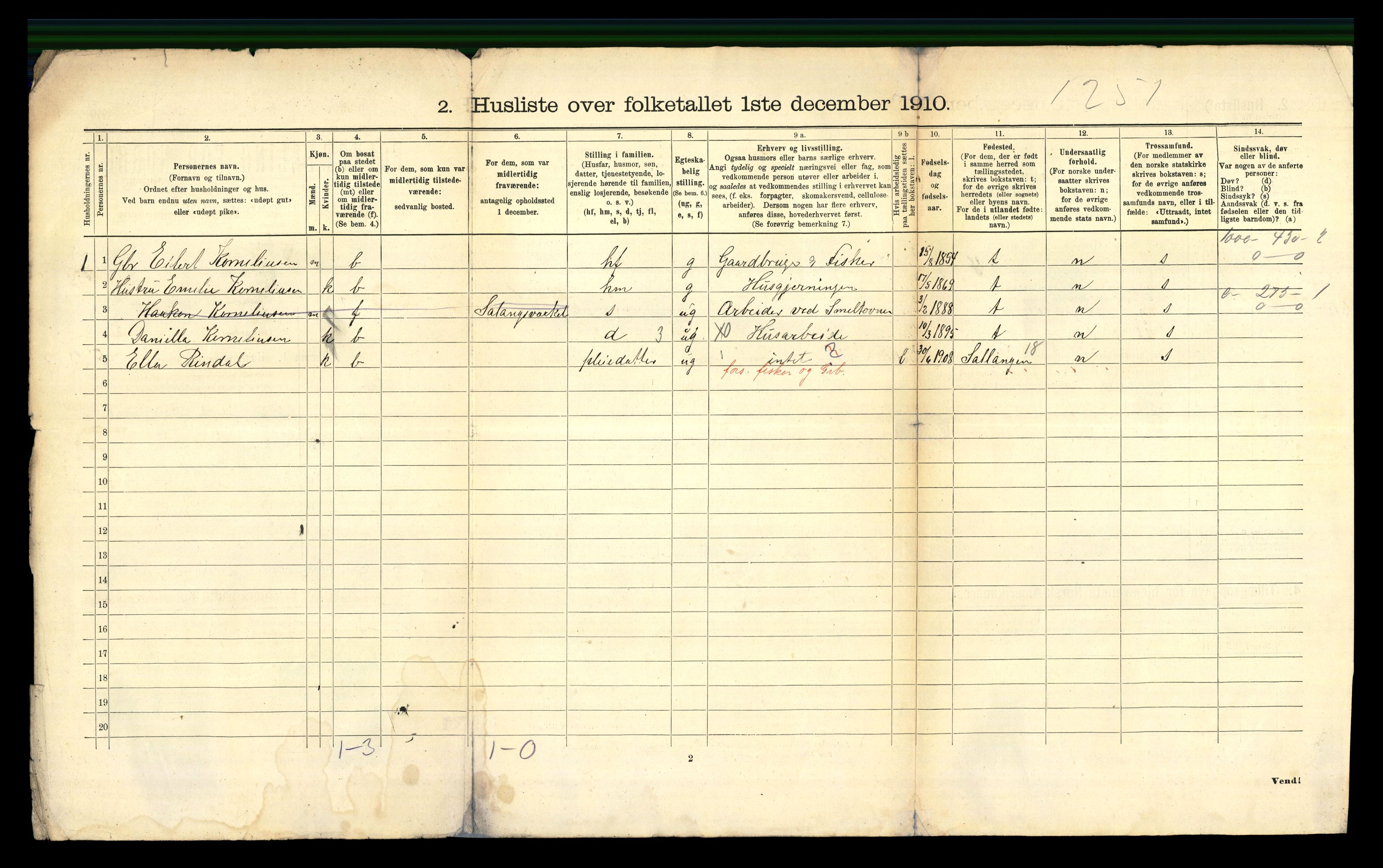 RA, 1910 census for Lavangen, 1910, p. 31