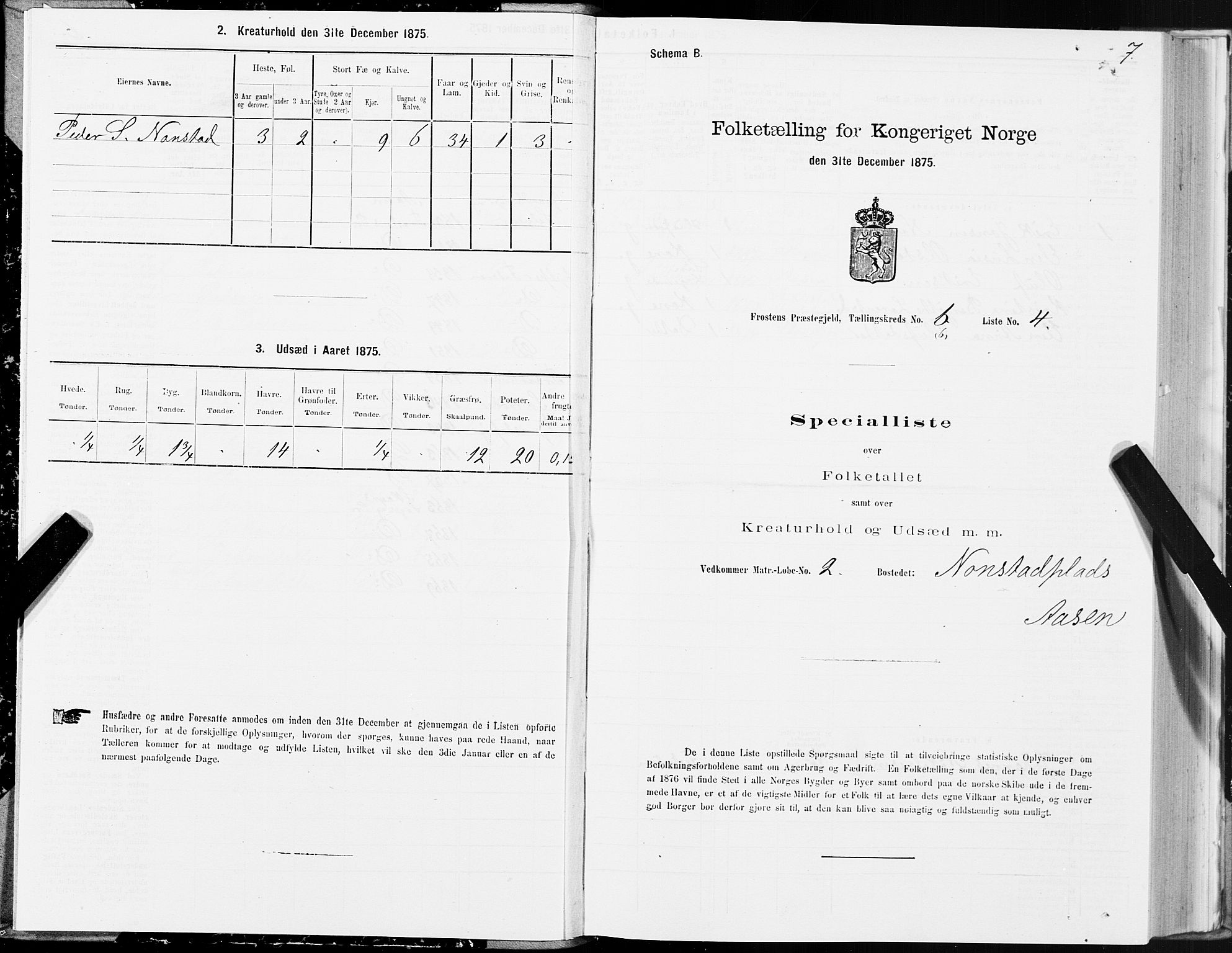 SAT, 1875 census for 1717P Frosta, 1875, p. 5007