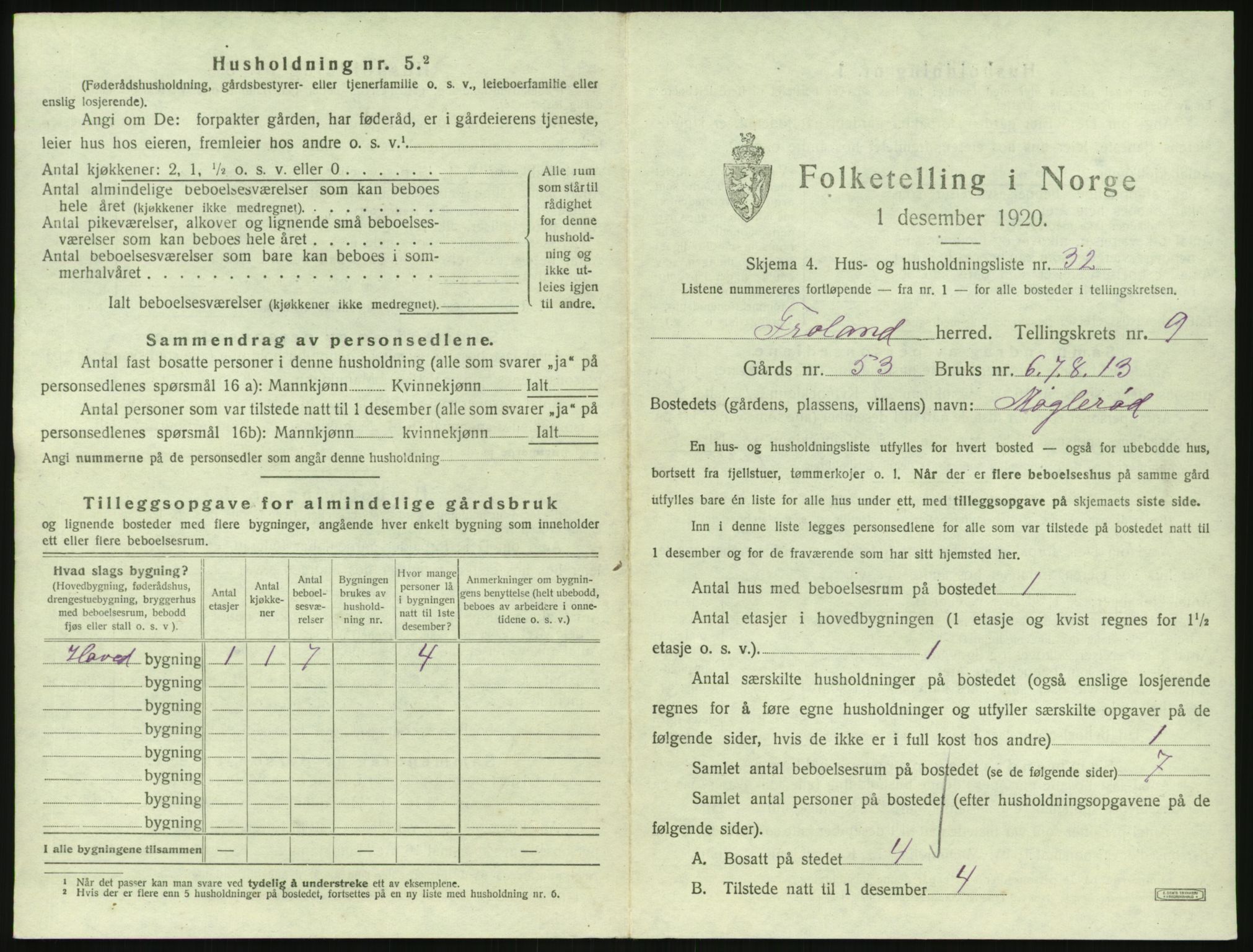 SAK, 1920 census for Froland, 1920, p. 821