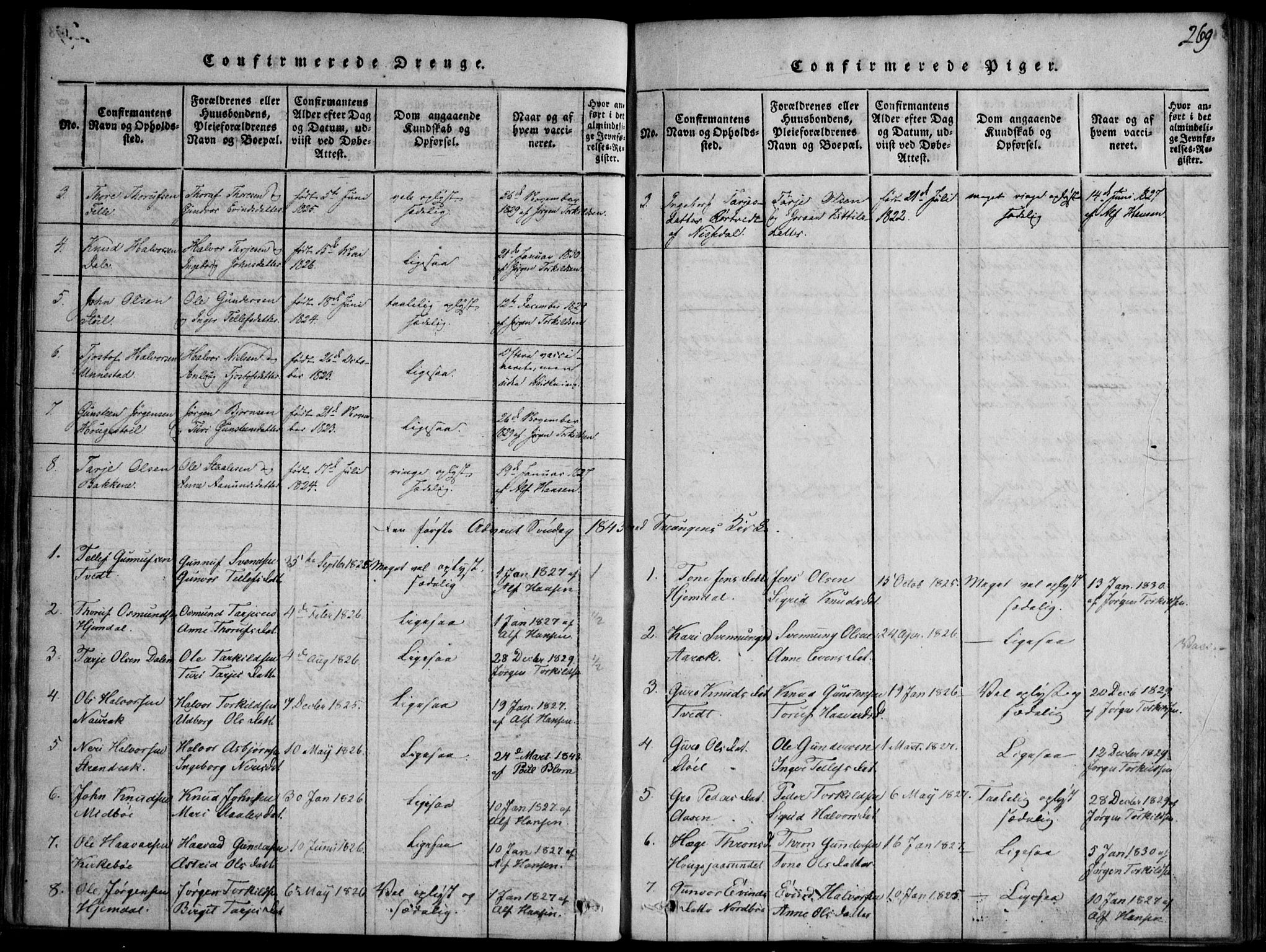 Nissedal kirkebøker, SAKO/A-288/F/Fb/L0001: Parish register (official) no. II 1, 1814-1845, p. 269
