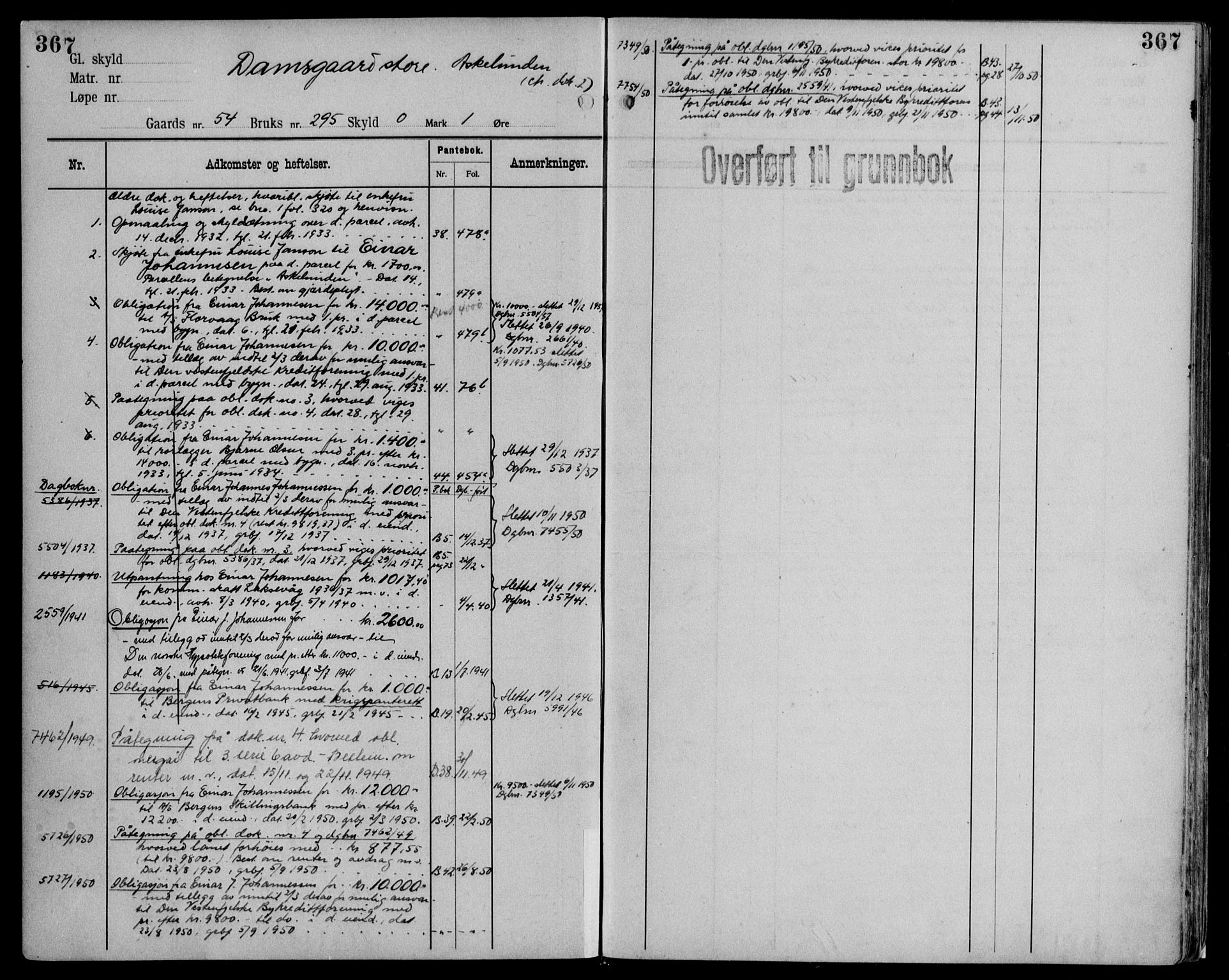 Midhordland sorenskriveri, AV/SAB-A-3001/1/G/Ga/Gab/L0116: Mortgage register no. II.A.b.116, p. 367