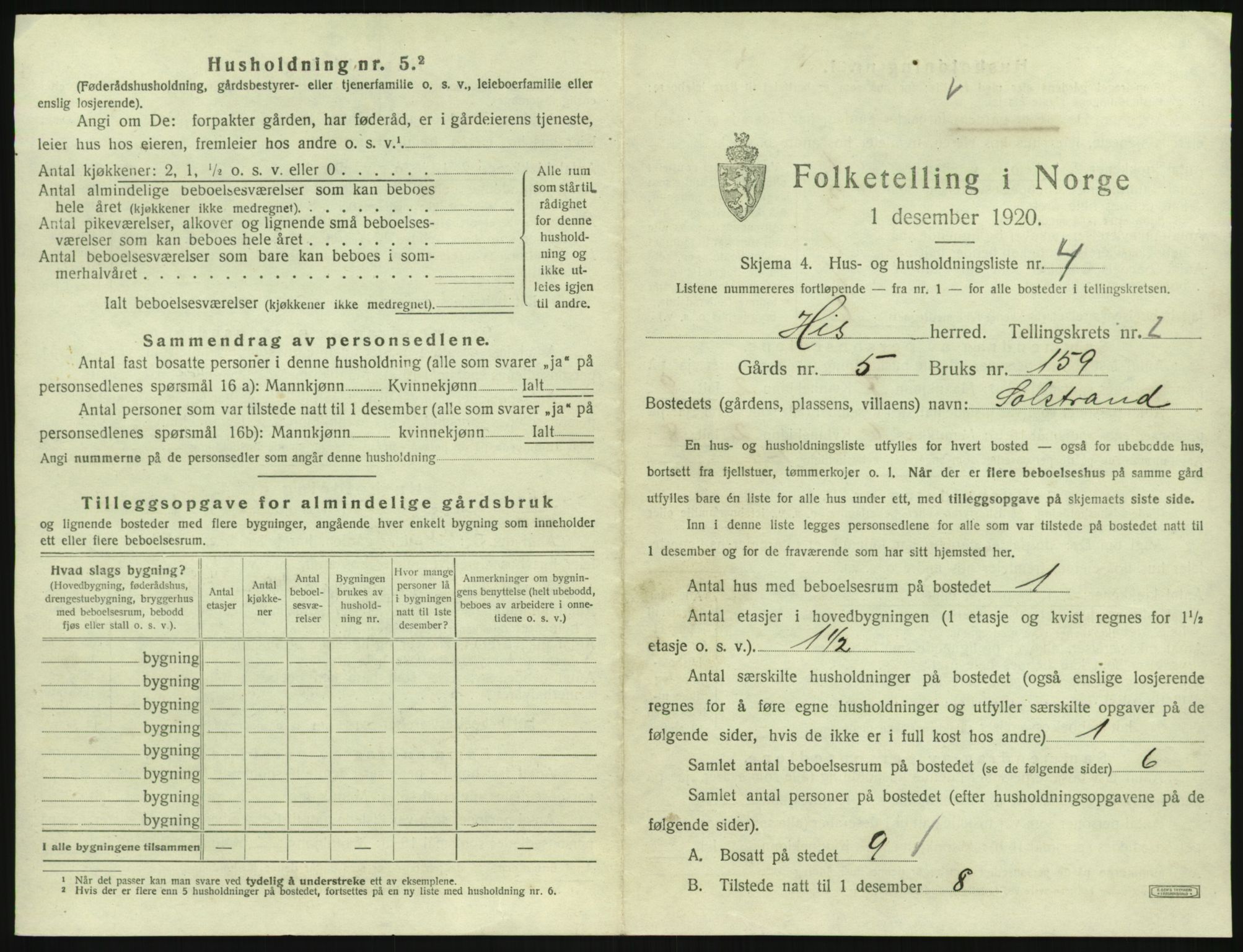 SAK, 1920 census for Hisøy, 1920, p. 362