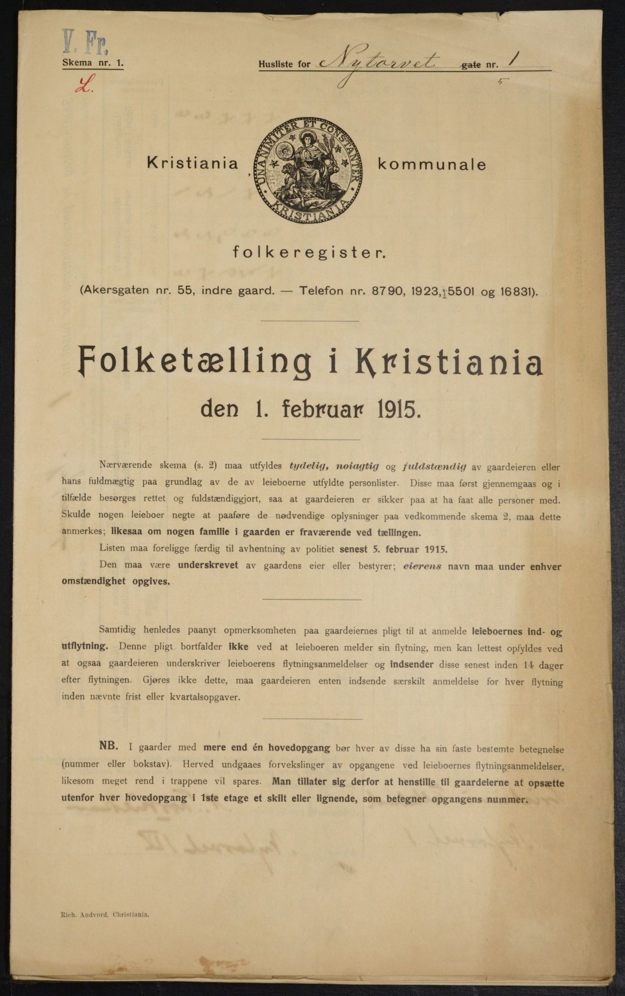 OBA, Municipal Census 1915 for Kristiania, 1915, p. 73415