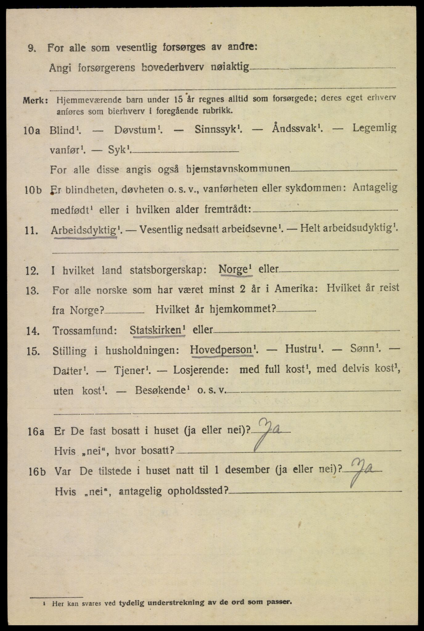 SAK, 1920 census for Fjotland, 1920, p. 1573