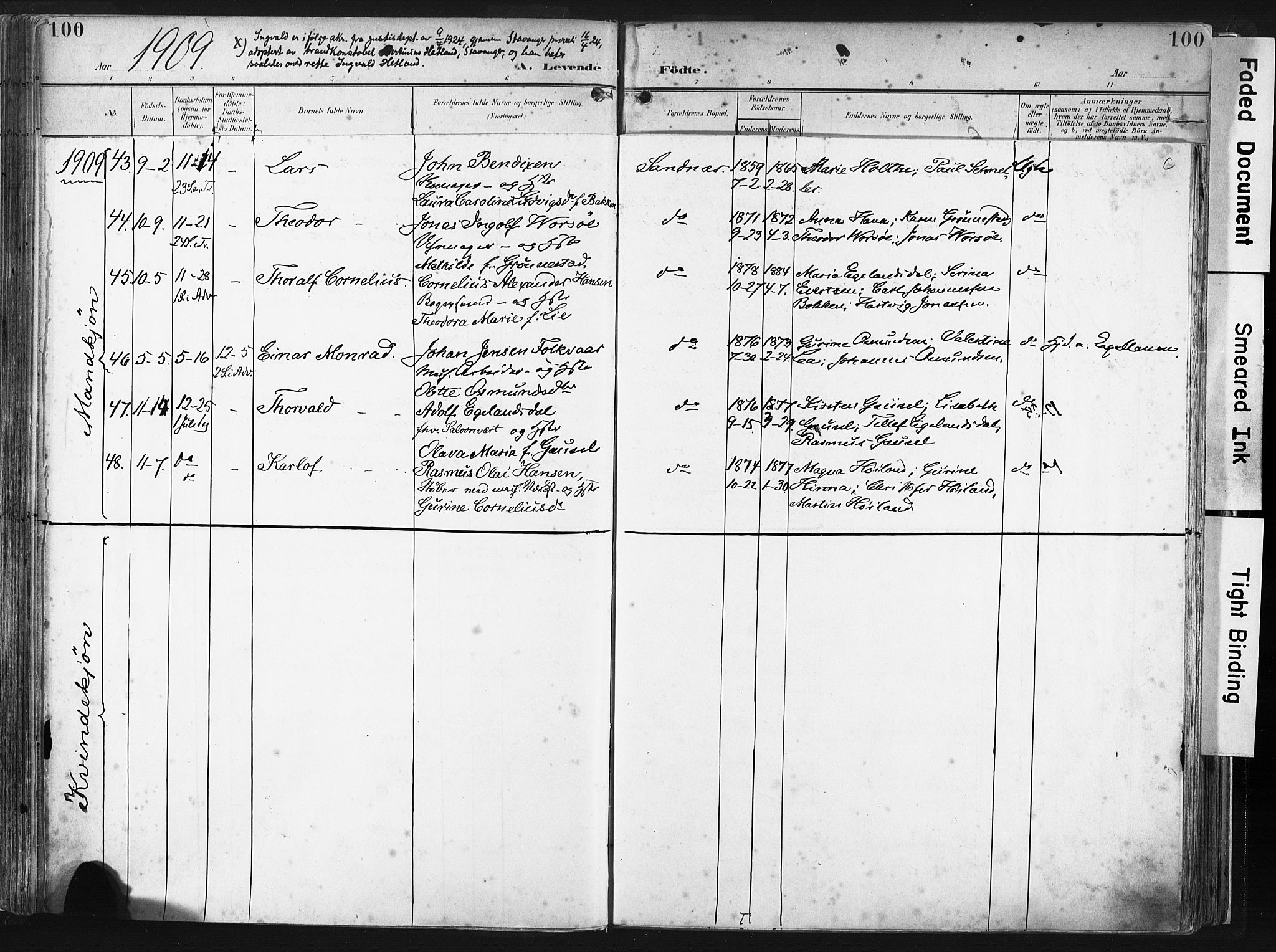 Høyland sokneprestkontor, SAST/A-101799/001/30BA/L0016: Parish register (official) no. A 16, 1899-1911, p. 100c