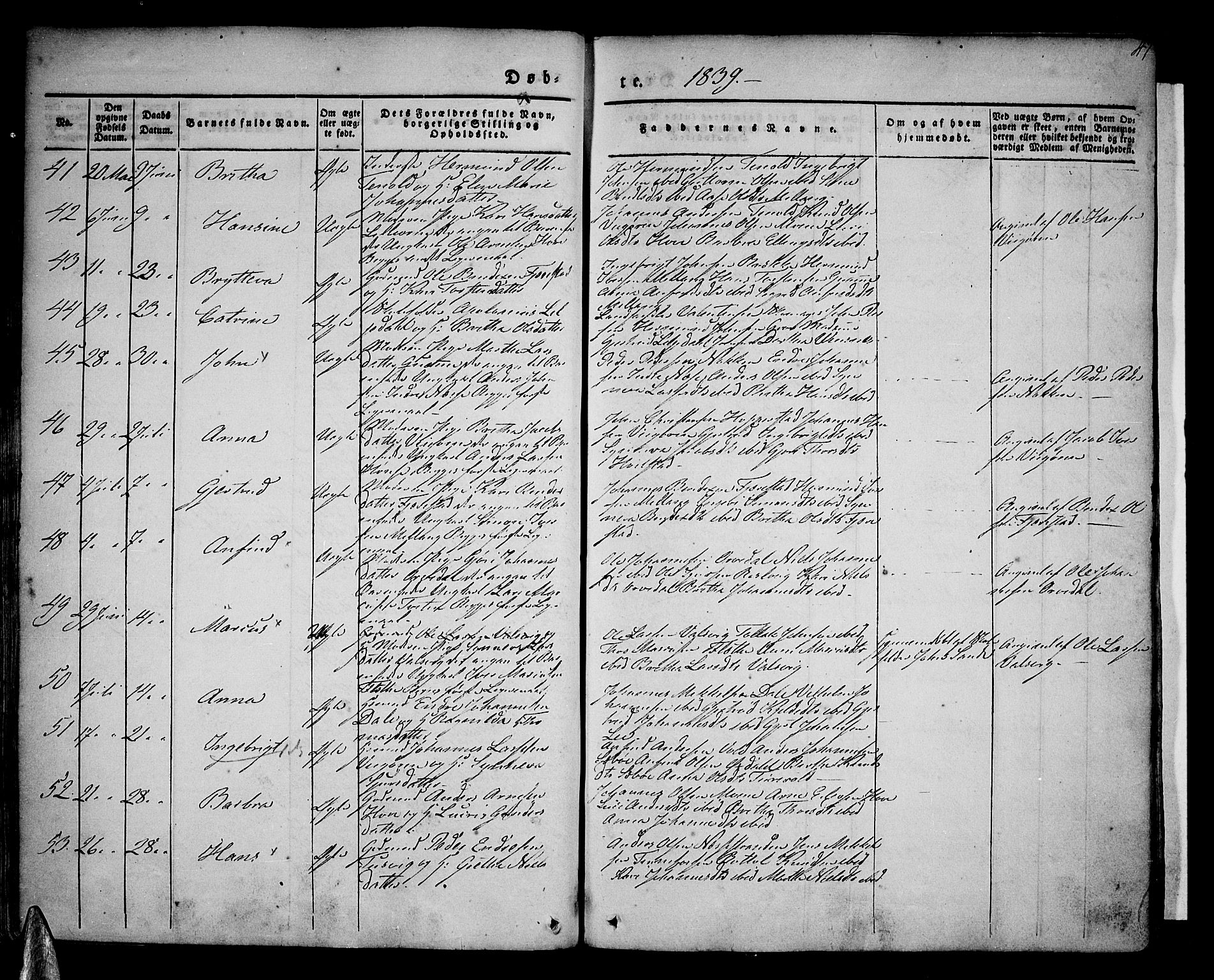 Vik sokneprestembete, AV/SAB-A-81501/H/Haa/Haaa/L0007: Parish register (official) no. A 7, 1831-1845, p. 47