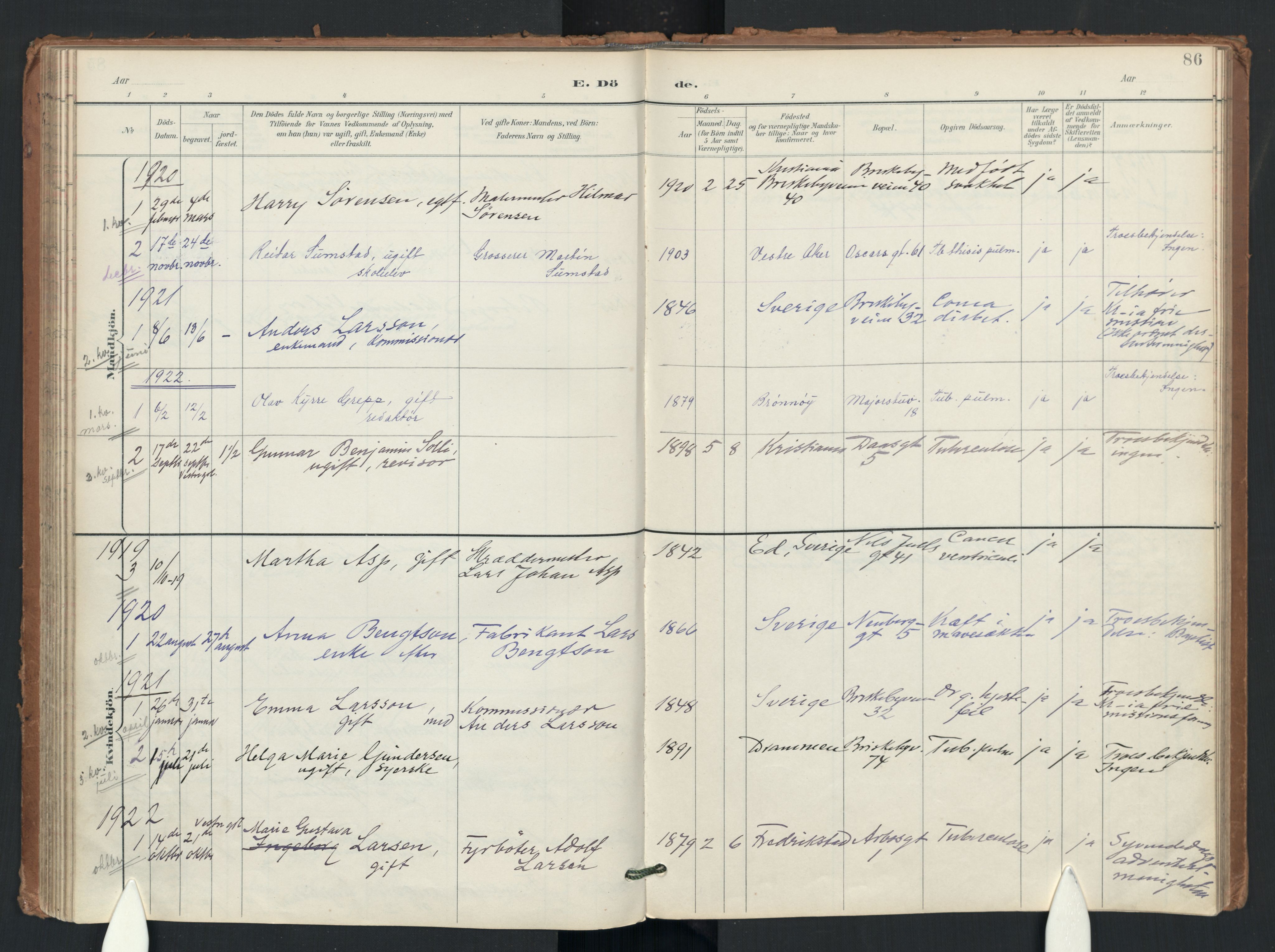Uranienborg prestekontor Kirkebøker, AV/SAO-A-10877/F/Fa/L0006: Parish register (official) no. I 6, 1894-1935, p. 86