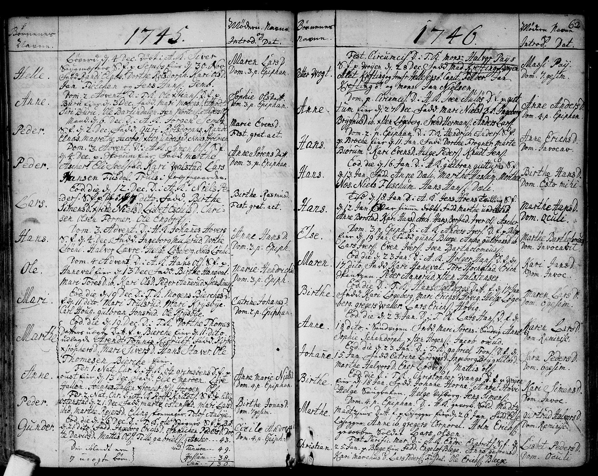 Asker prestekontor Kirkebøker, SAO/A-10256a/F/Fa/L0002: Parish register (official) no. I 2, 1733-1766, p. 62