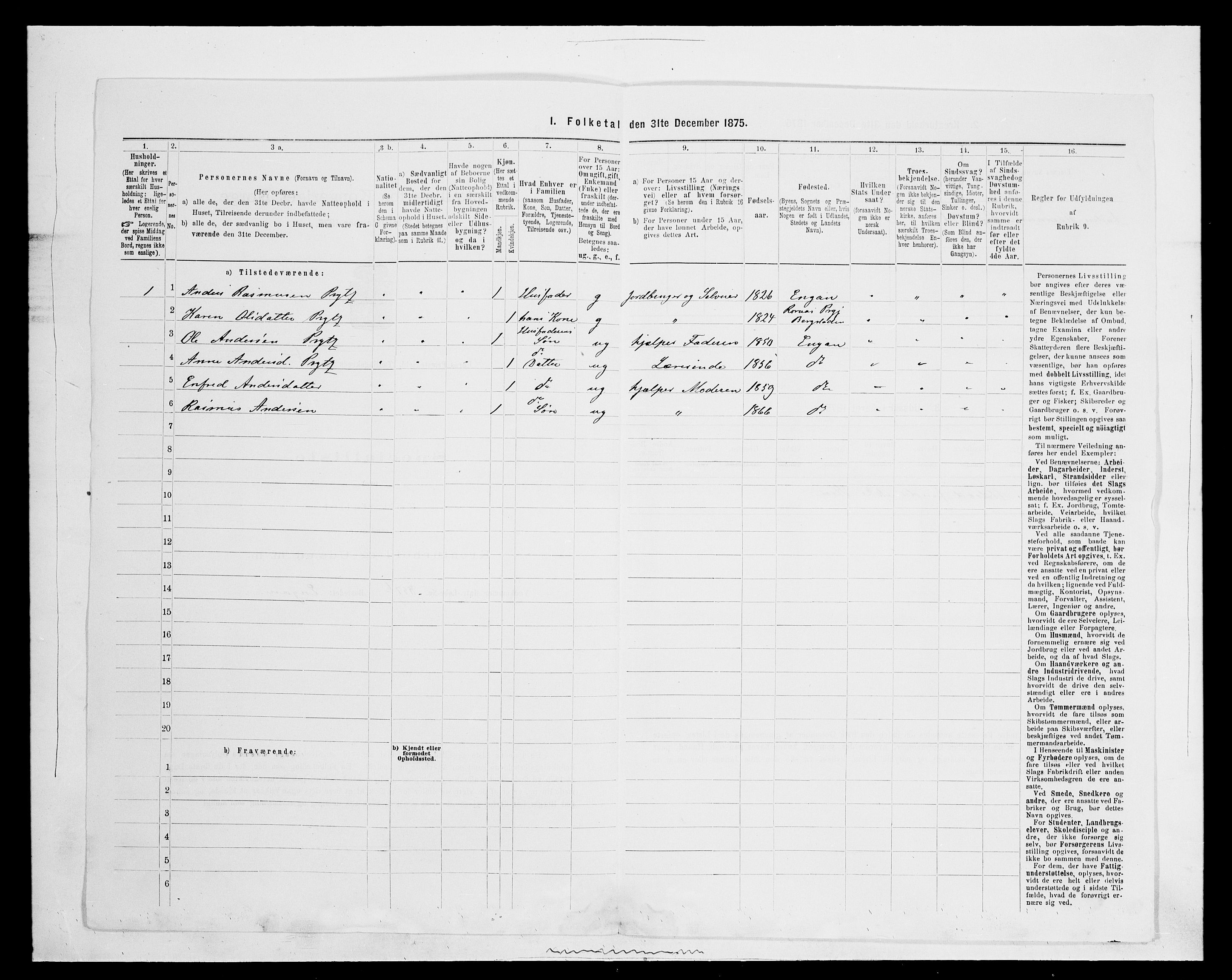 SAH, 1875 census for 0436P Tolga, 1875, p. 1162