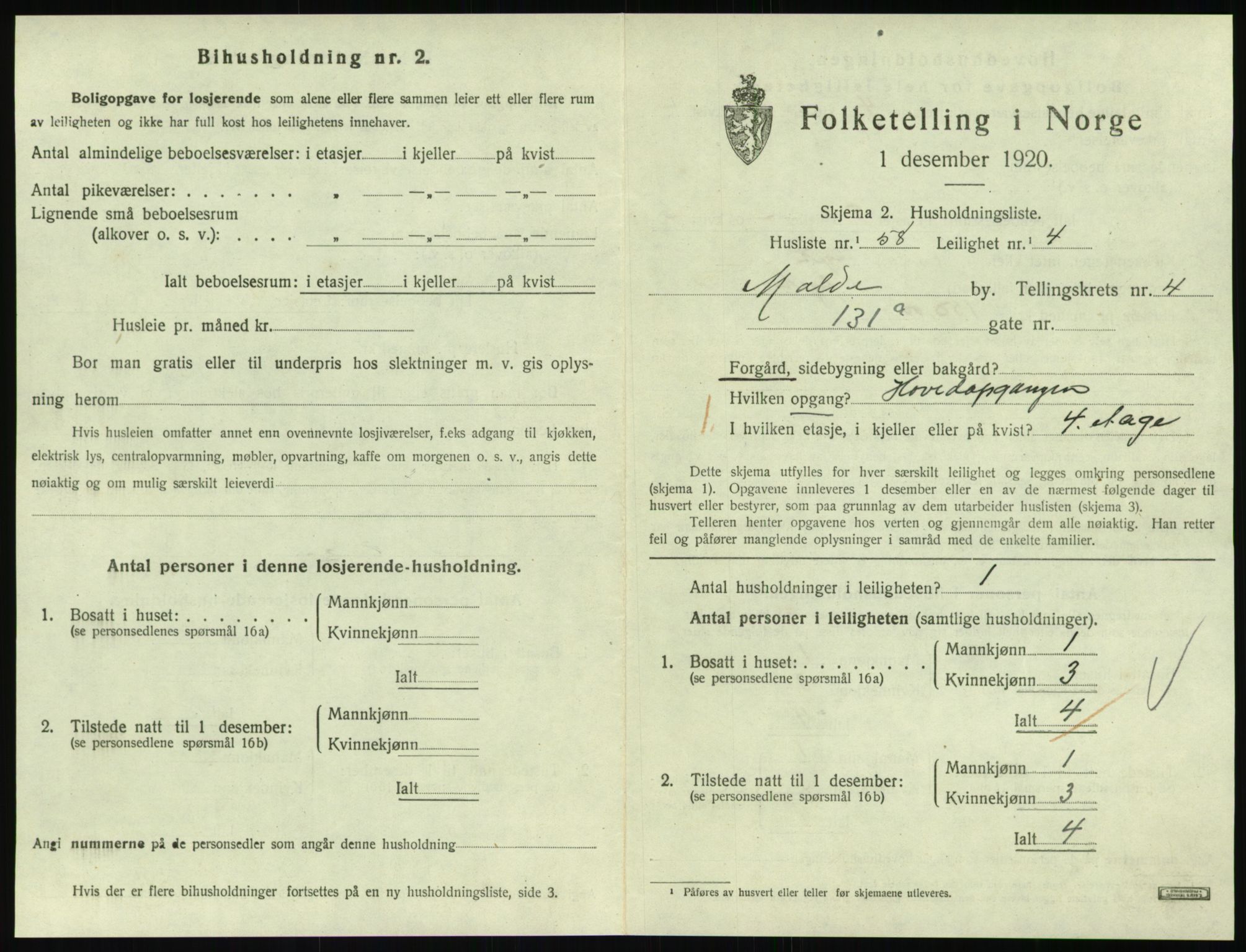 SAT, 1920 census for Molde, 1920, p. 1665