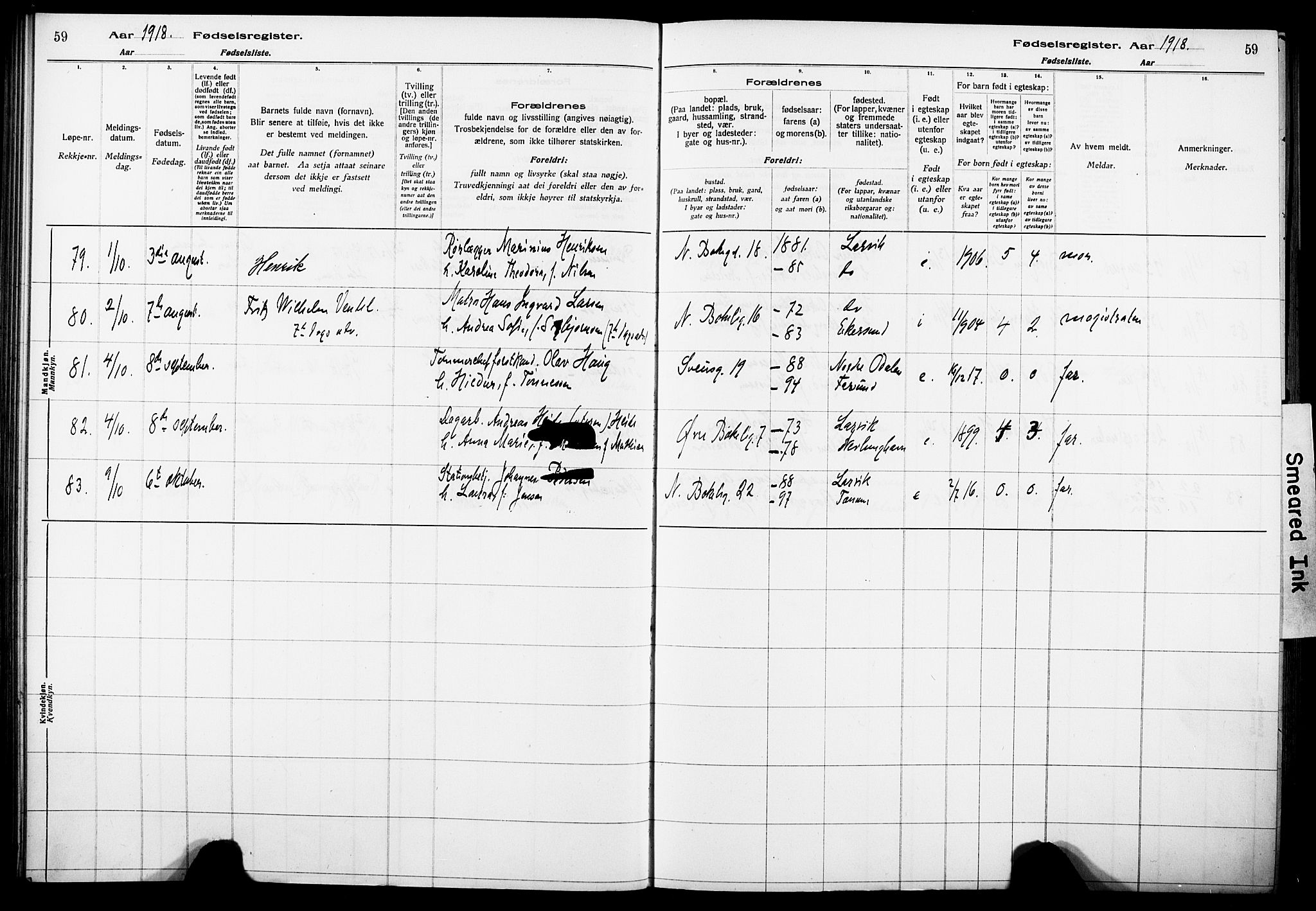 Larvik kirkebøker, AV/SAKO-A-352/J/Ja/L0001: Birth register no. I 1, 1916-1926, p. 59