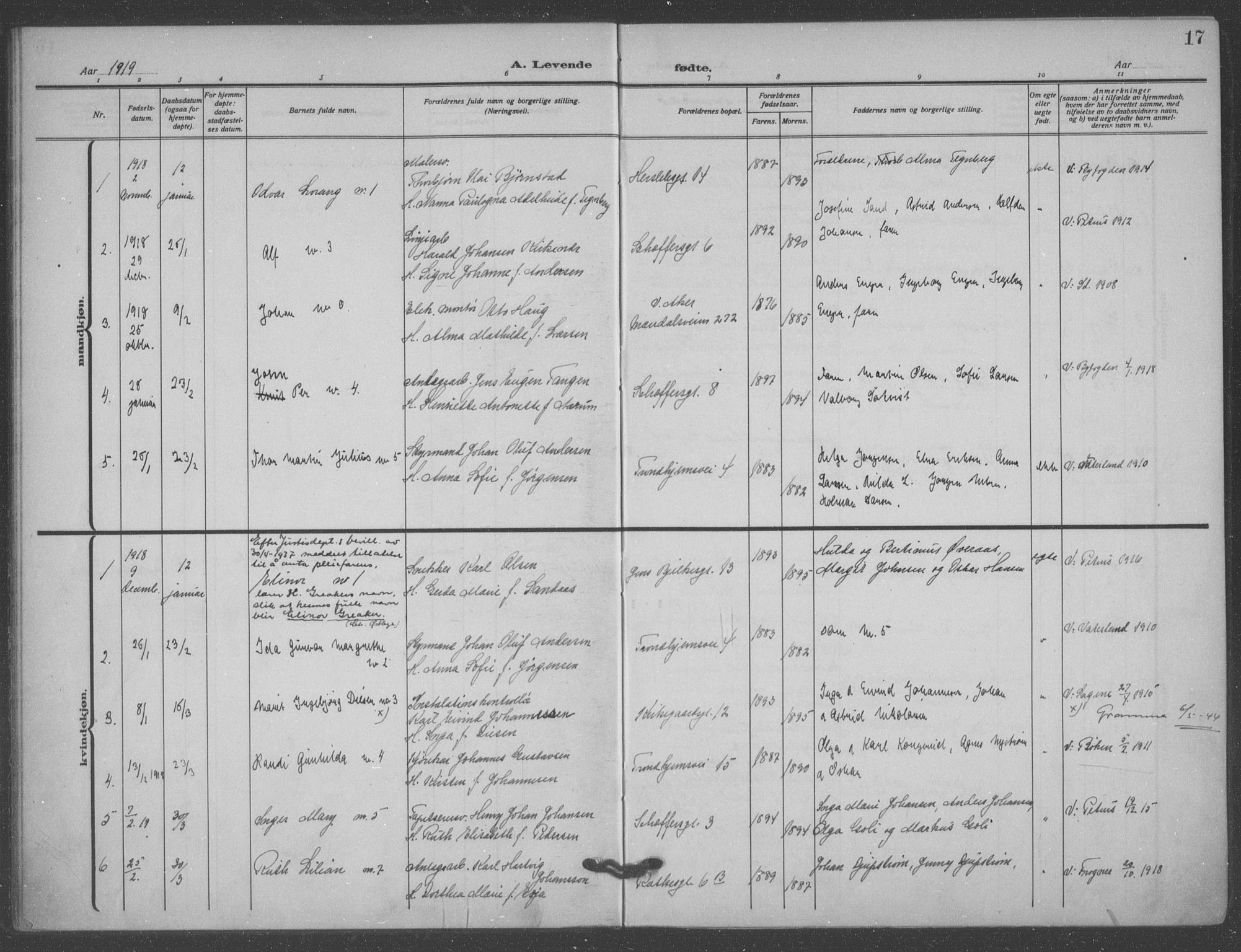 Matteus prestekontor Kirkebøker, AV/SAO-A-10870/F/Fa/L0001: Parish register (official) no. 1, 1917-1938, p. 17
