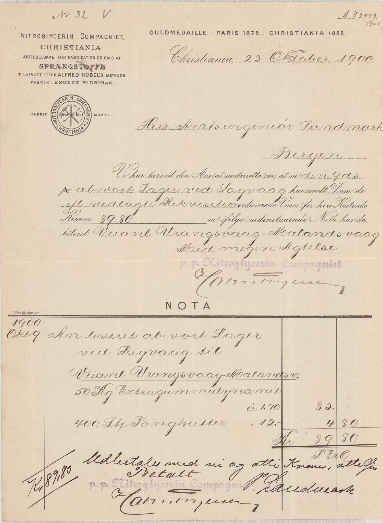 Finnaas kommune. Formannskapet, IKAH/1218a-021/E/Ea/L0002/0001: Rekneskap for veganlegg / Rekneskap for veganlegget Urangsvåg - Mælandsvåg, 1898-1900, p. 177