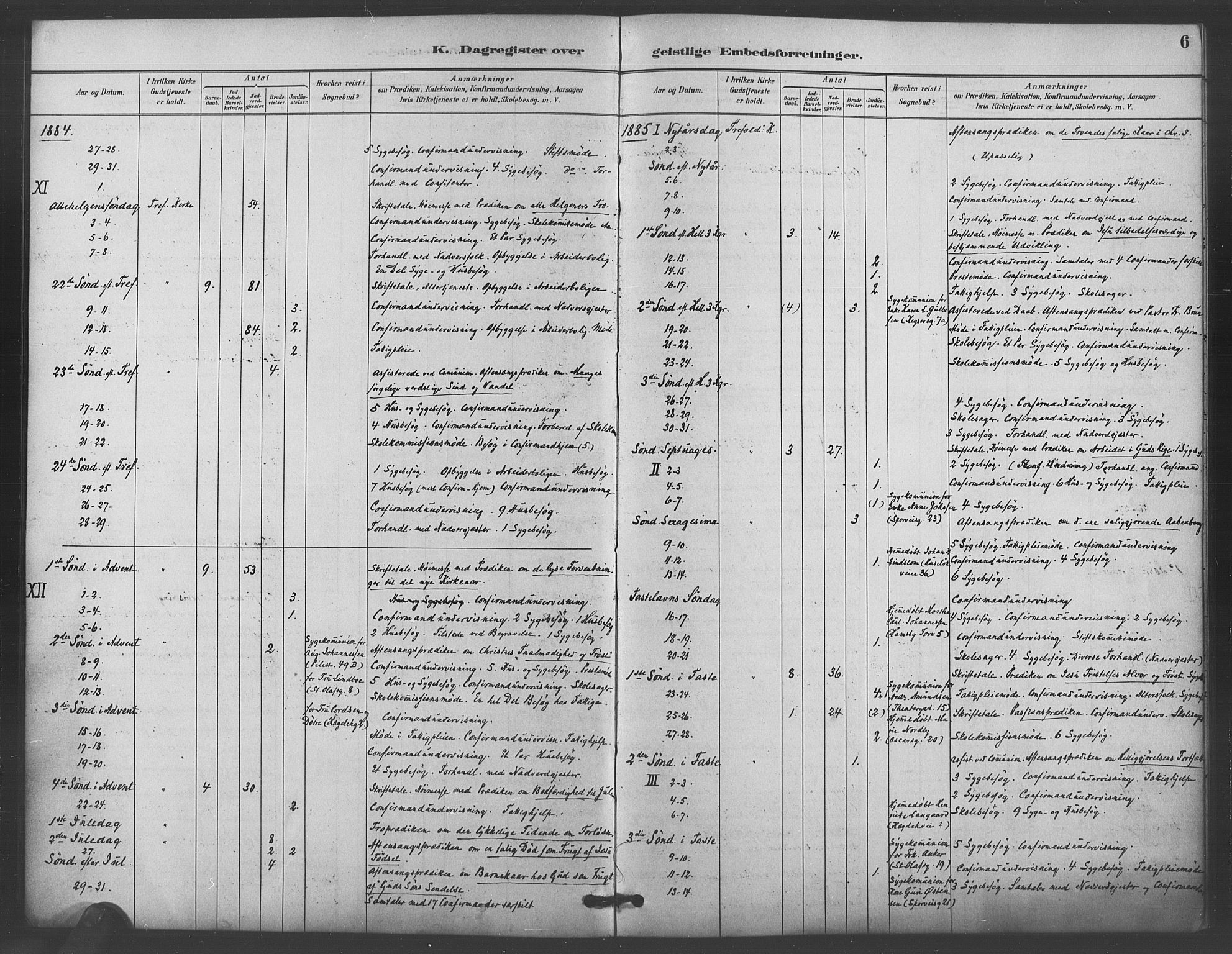 Trefoldighet prestekontor Kirkebøker, SAO/A-10882/I/Ia/L0004: Diary records no. 4, 1882-1901, p. 6