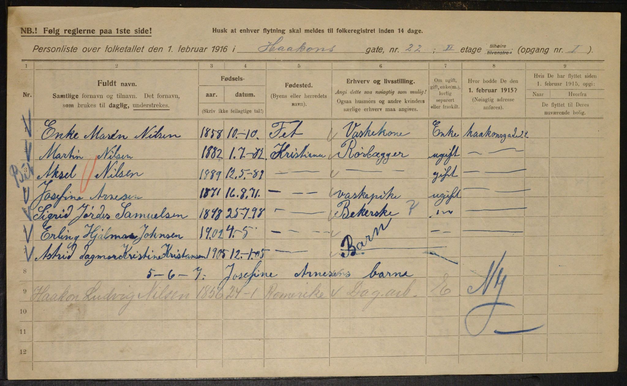 OBA, Municipal Census 1916 for Kristiania, 1916, p. 43792