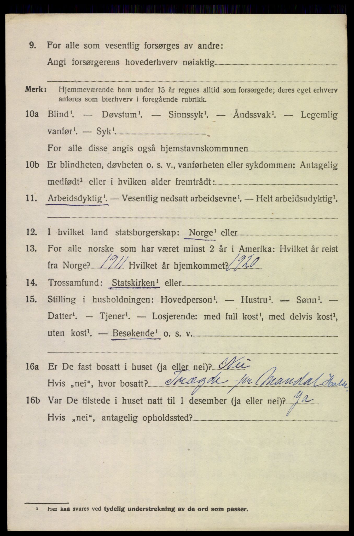 SAK, 1920 census for Søgne, 1920, p. 1532