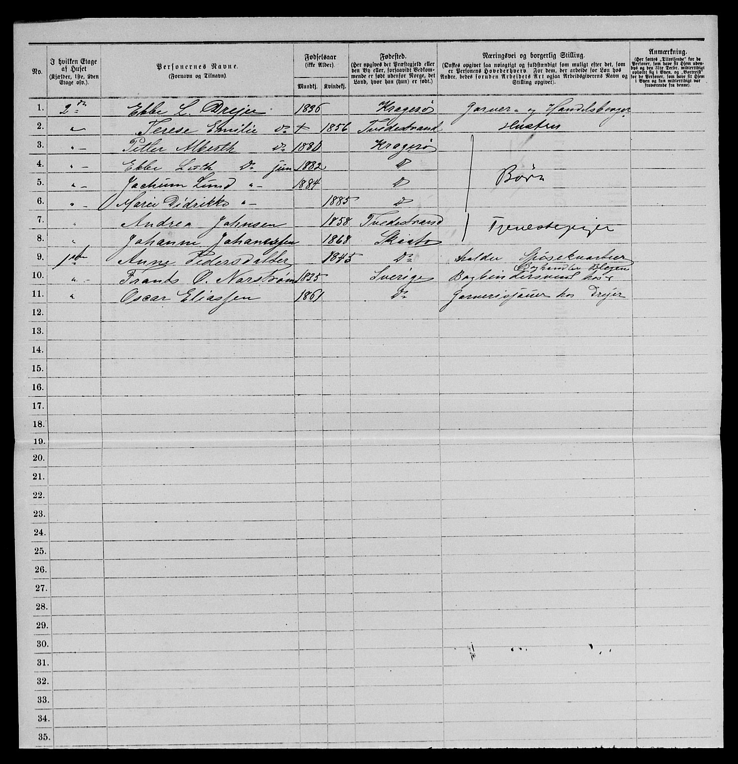 SAKO, 1885 census for 0801 Kragerø, 1885, p. 1238